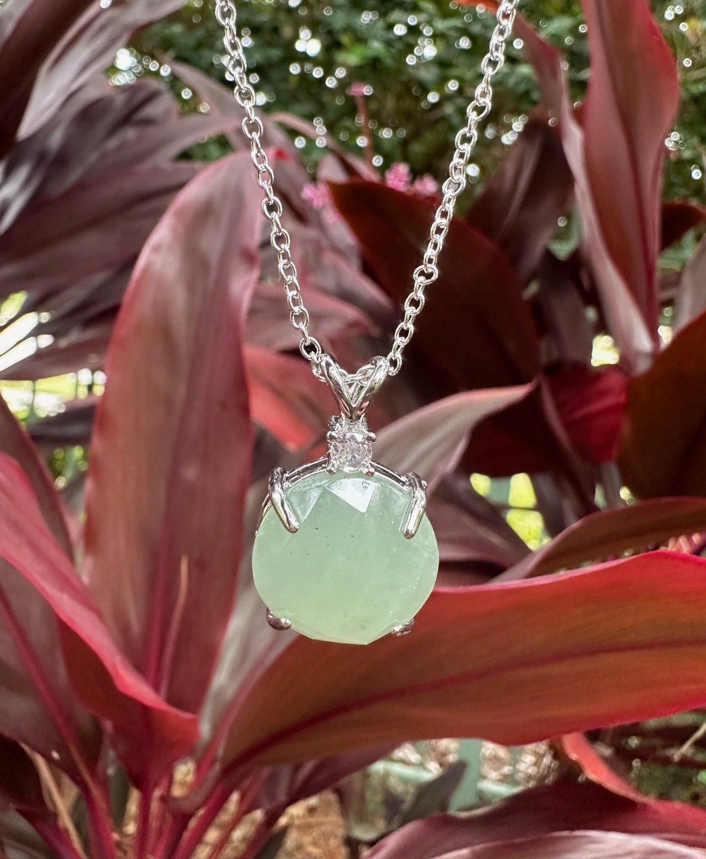 Green Aventurine Prism Pendant Necklace
