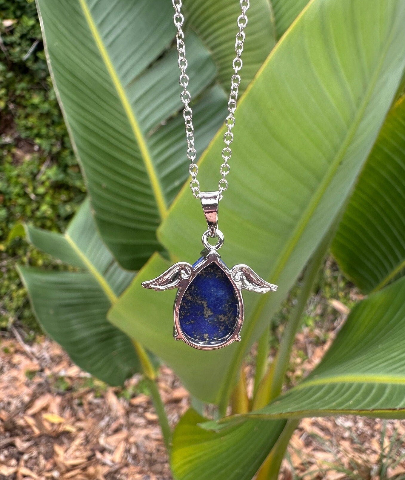 Lapis Lazuli Angelic Egg Pendant Necklace