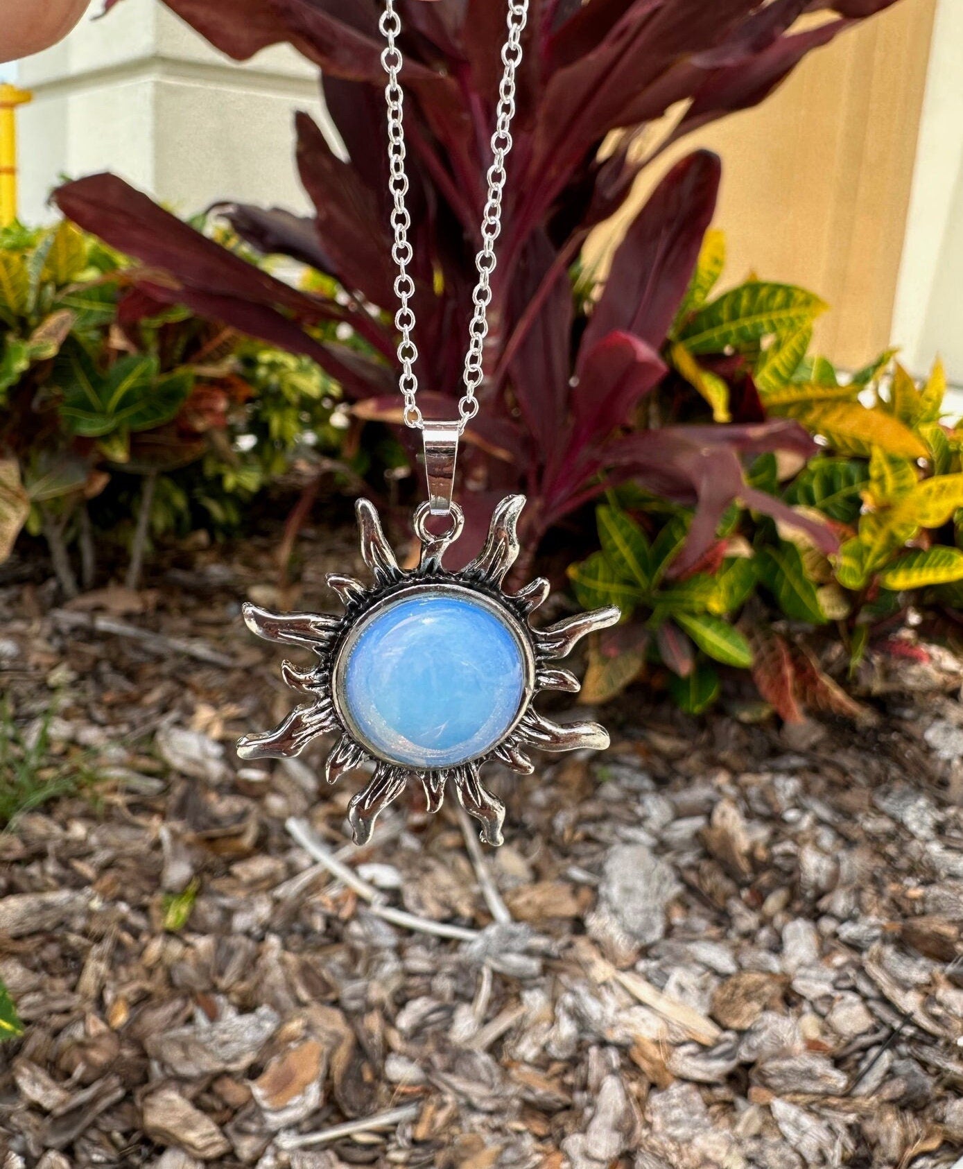 Opalite Sun Pendant Necklace