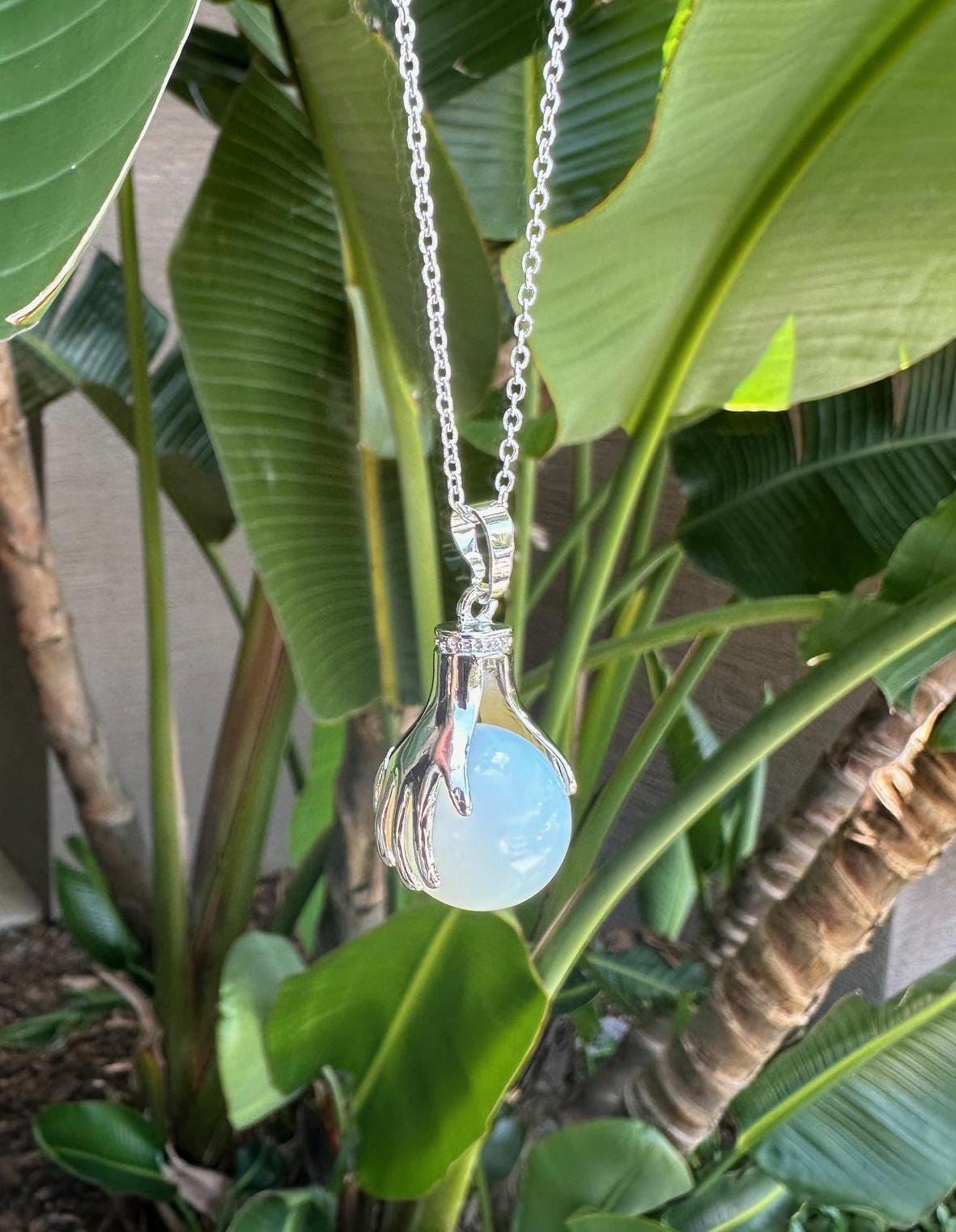 Opalite Hands Pendant Necklace
