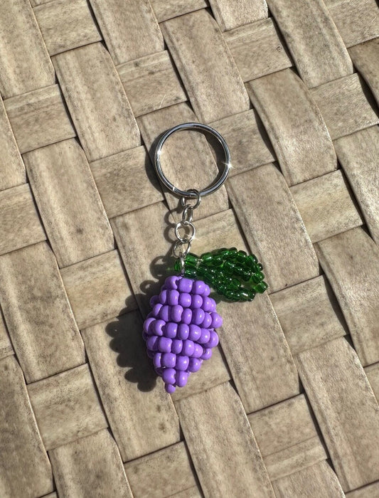 Beaded Plum Fruit Keychain