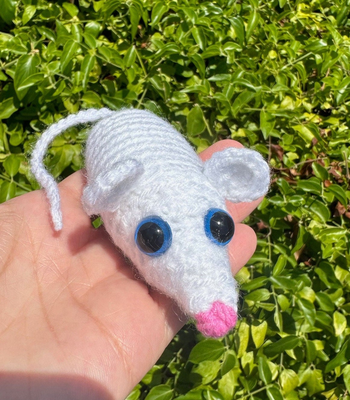Crochet White Rat Figurine