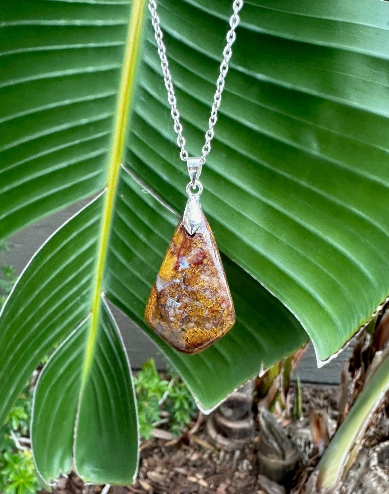 Indian Bloodstone Shield Pendant Necklace