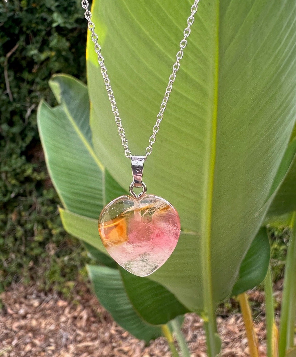 Cherry Quartz Heart Pendant Necklace