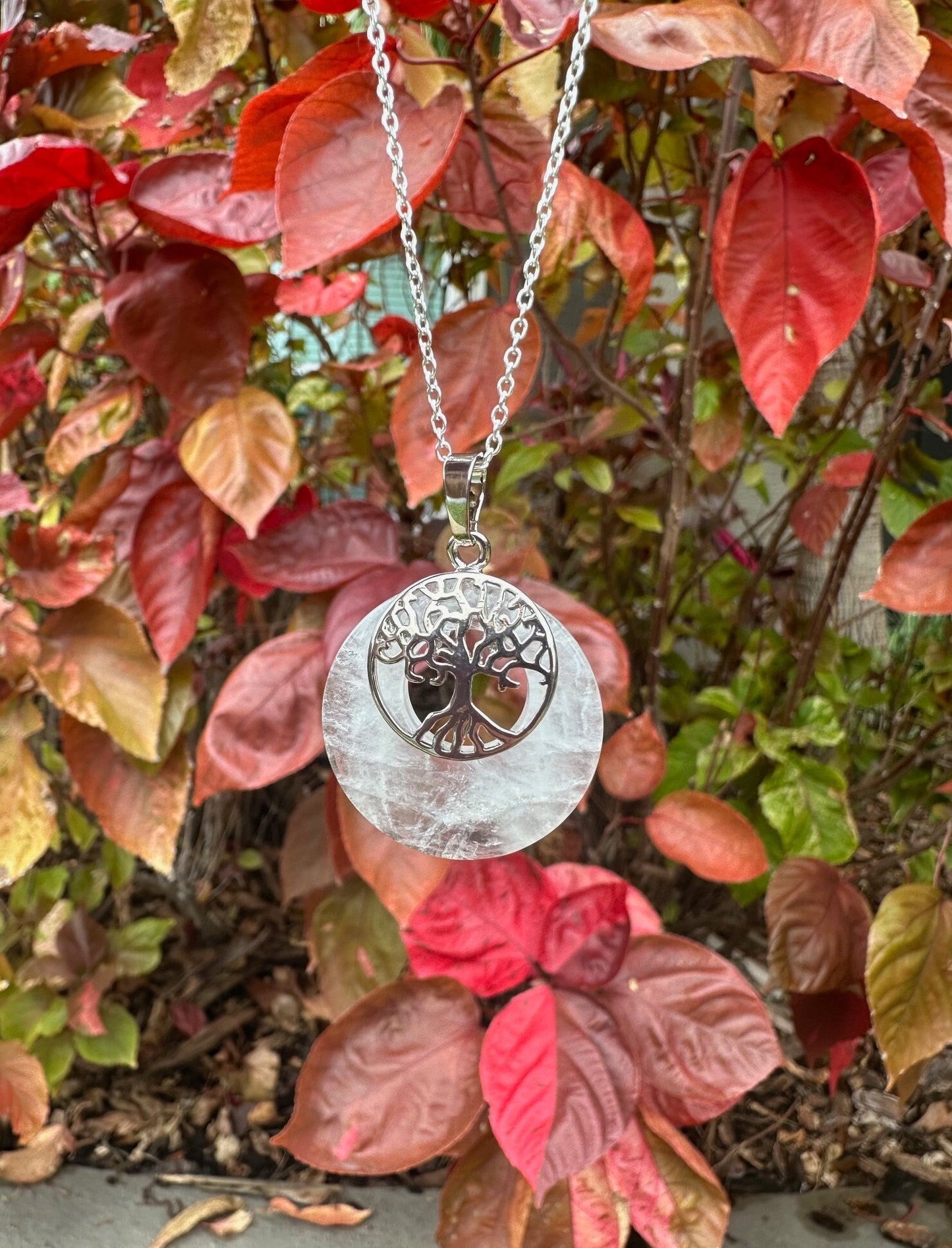 Clear Quartz Tree of Life Pendant Necklace