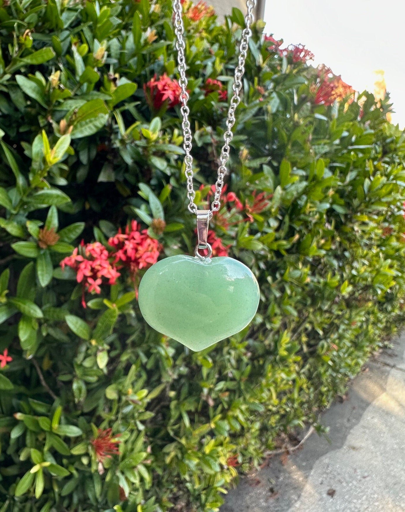 Green Aventurine Heart Pendant Necklace