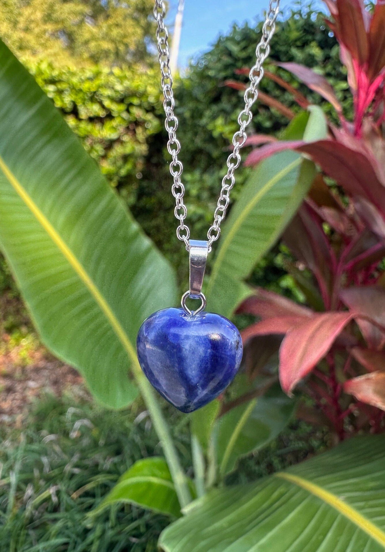 Sodalite Heart Pendant Necklace