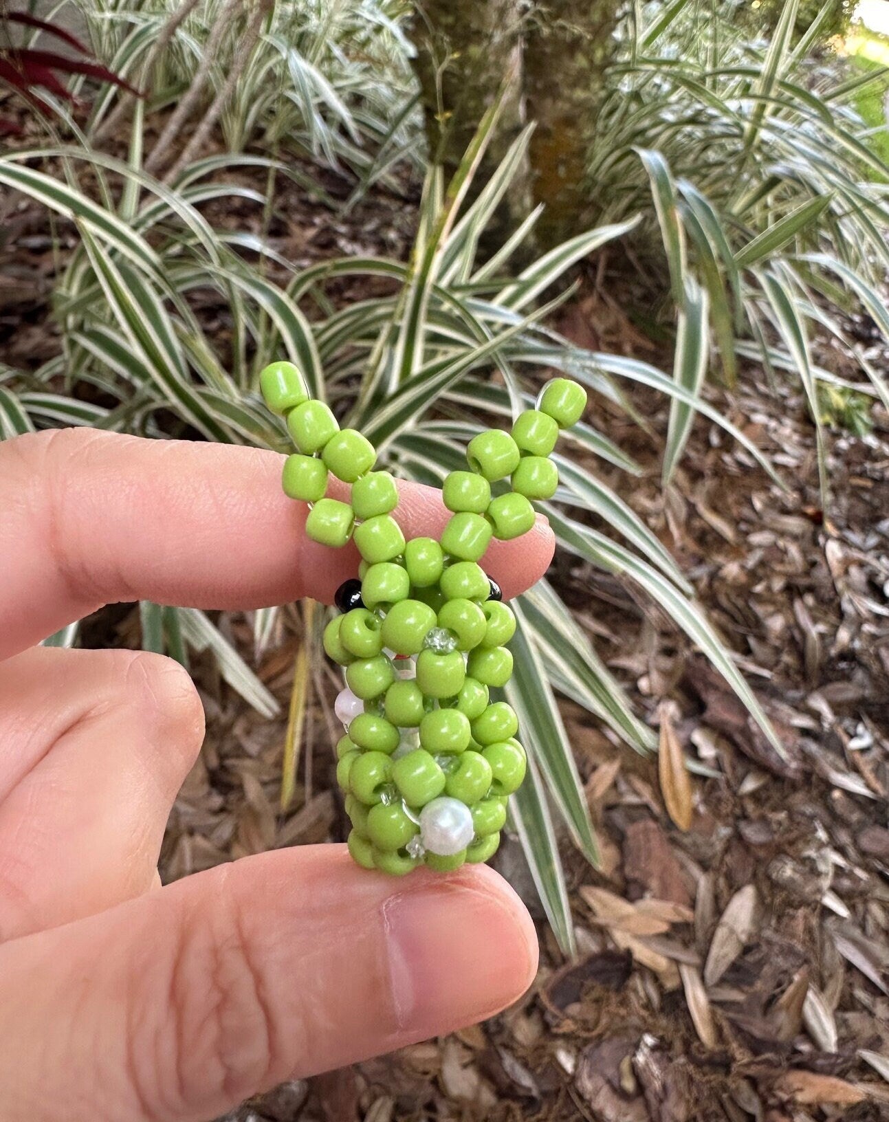 Beaded Green Easter Bunny Figurine