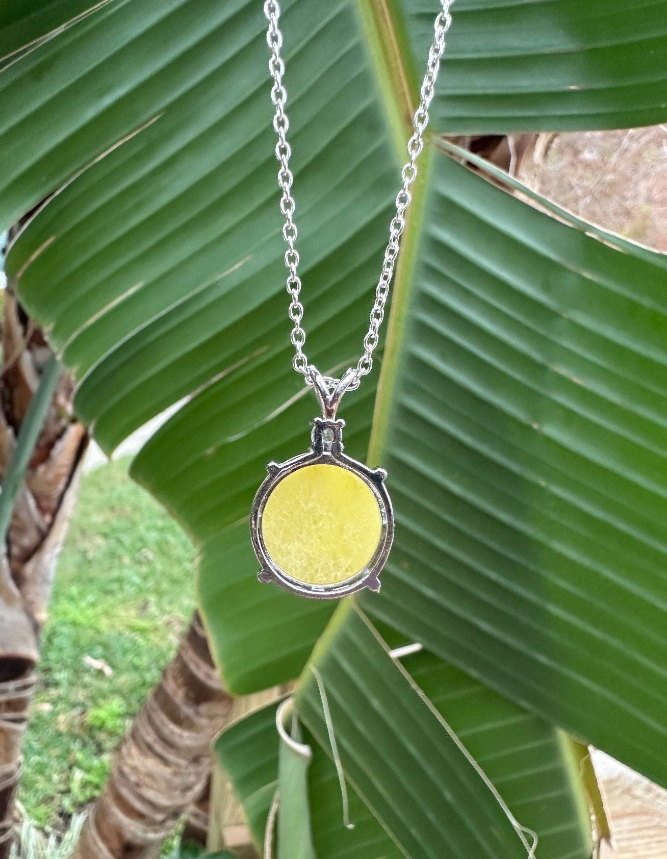 Yellow Jade Prism Pendant Necklace