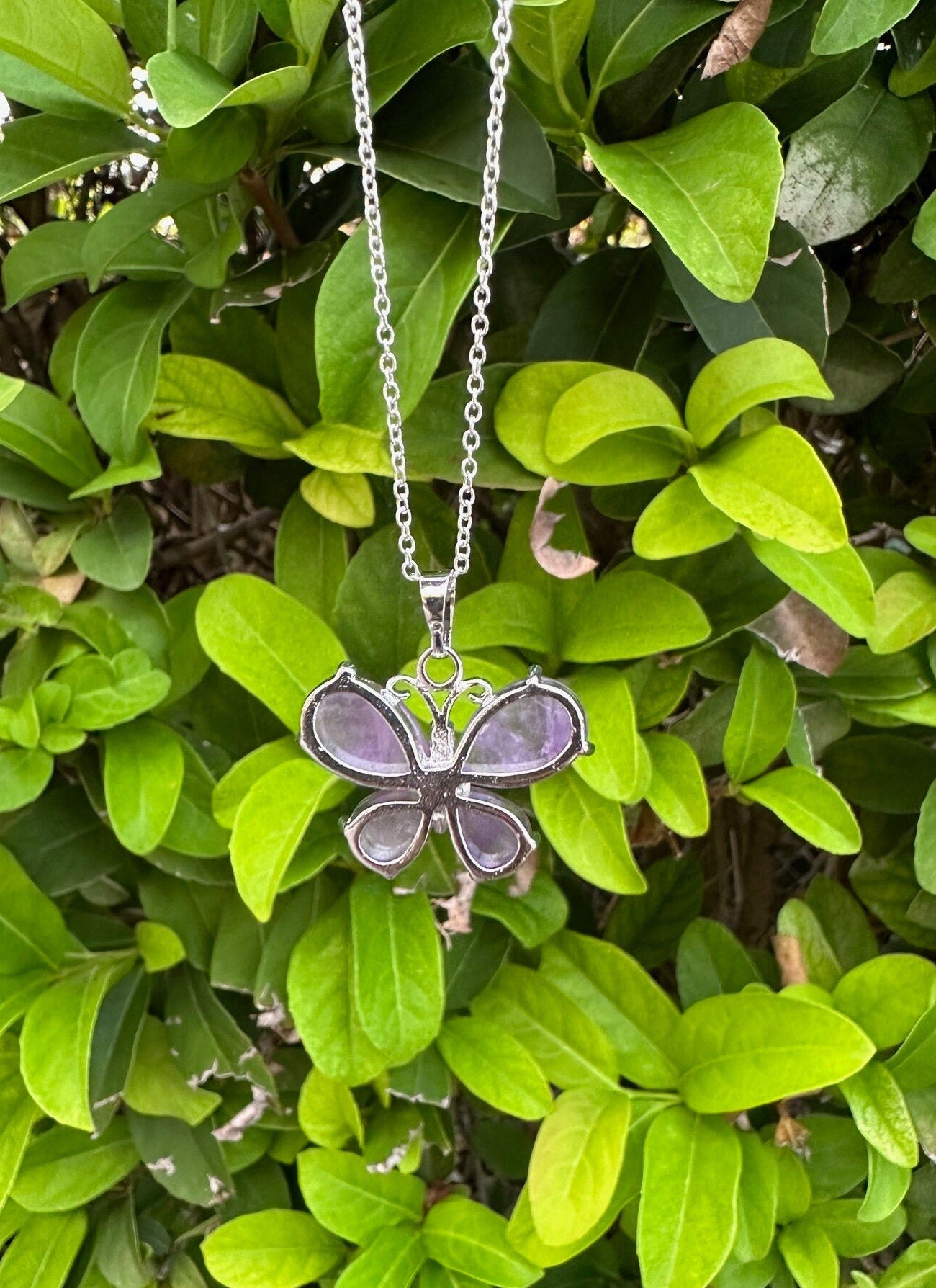 Amethyst Butterfly Pendant Necklace