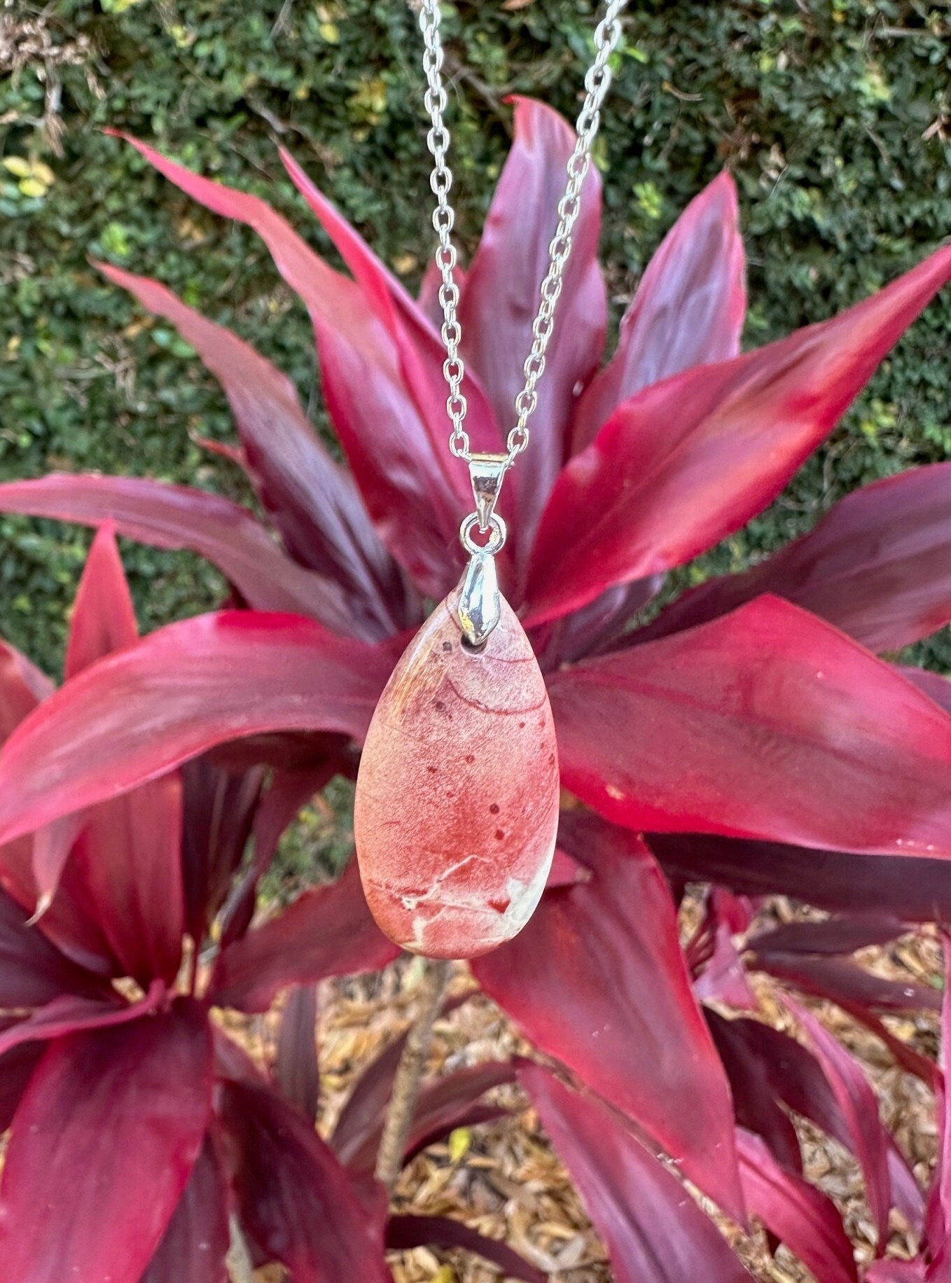 Rainbow Jasper Teardrop Pendant Necklace