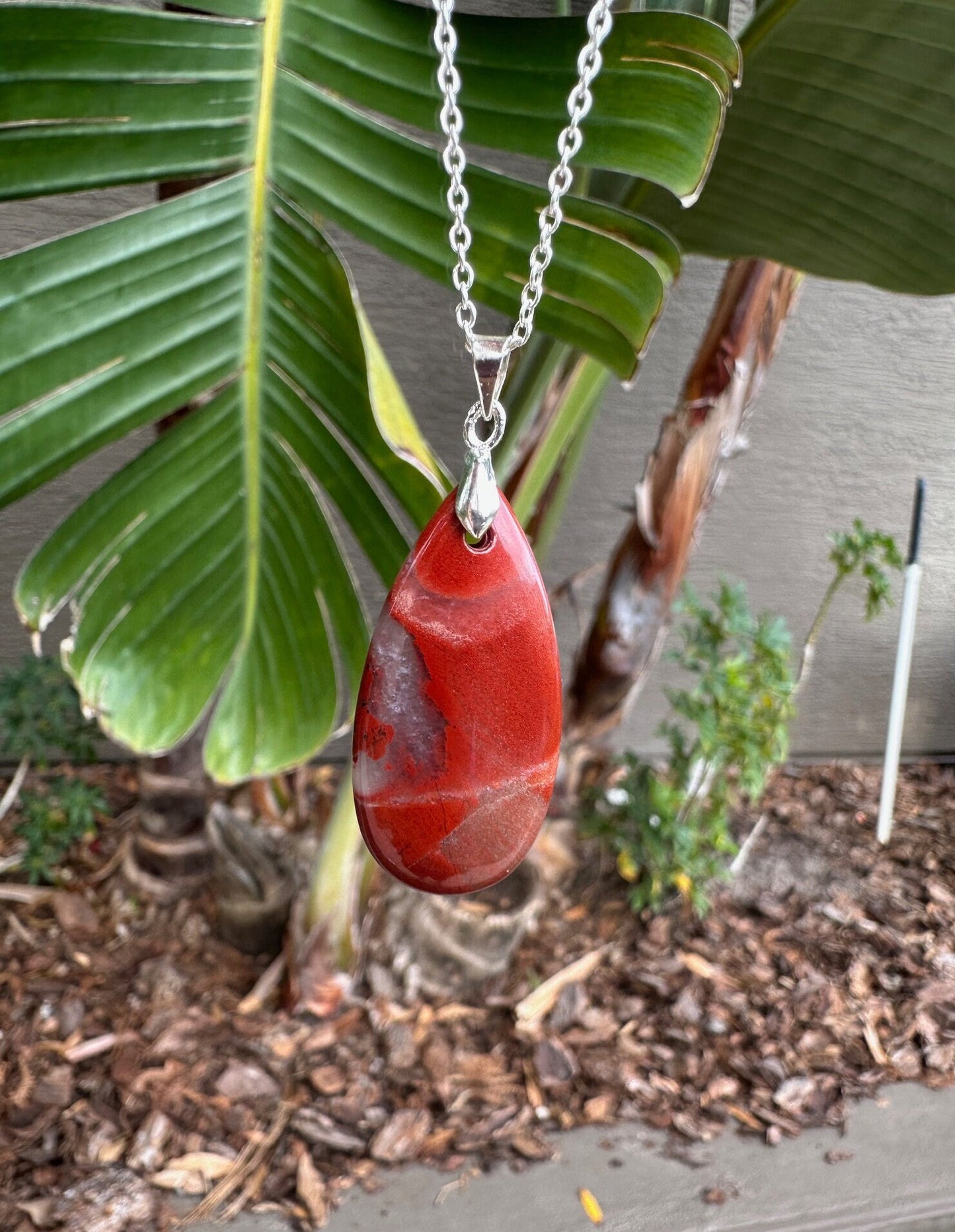 Red Jasper Teardrop Pendant Necklace