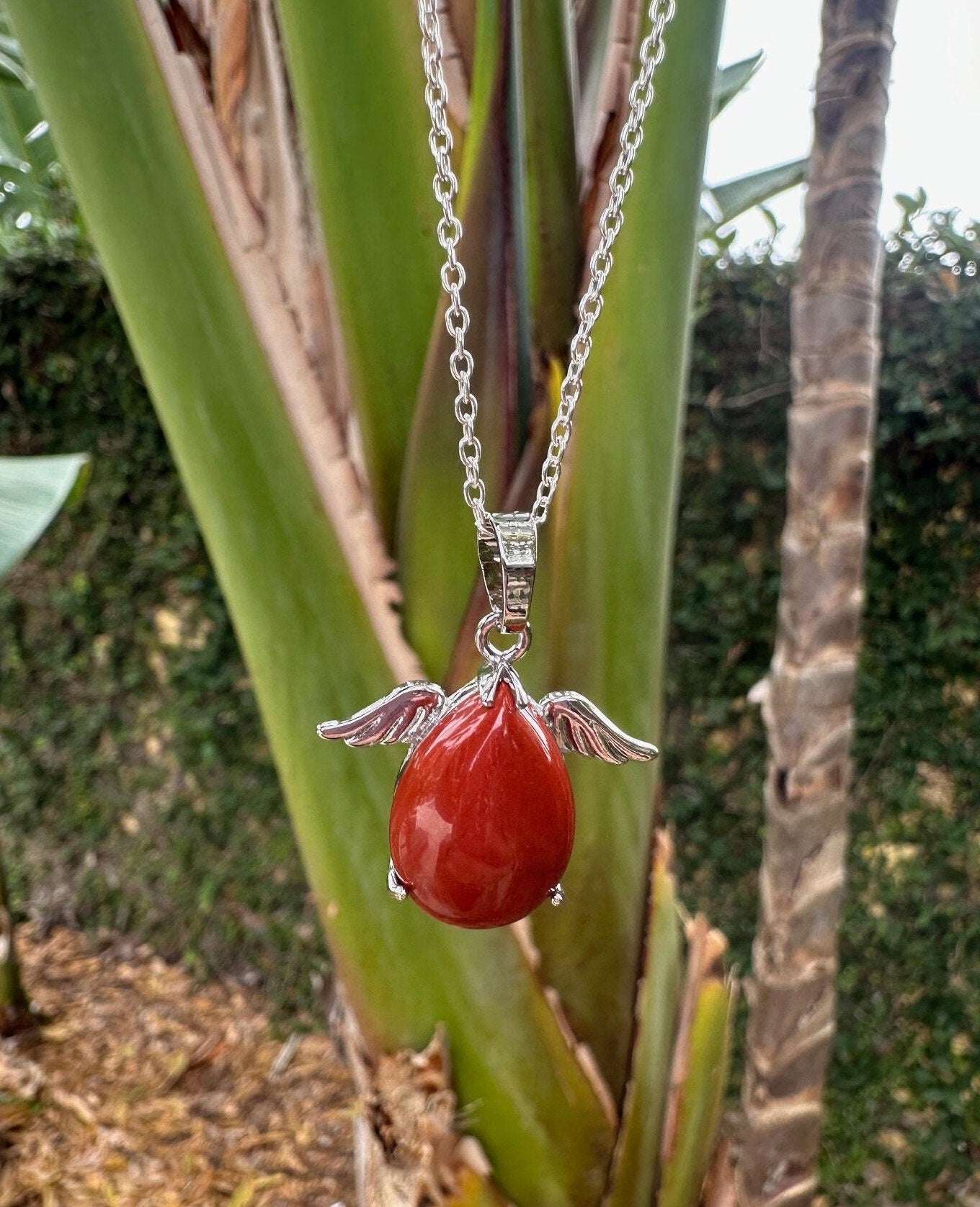 Red Jasper Angelic Egg Pendant Necklace