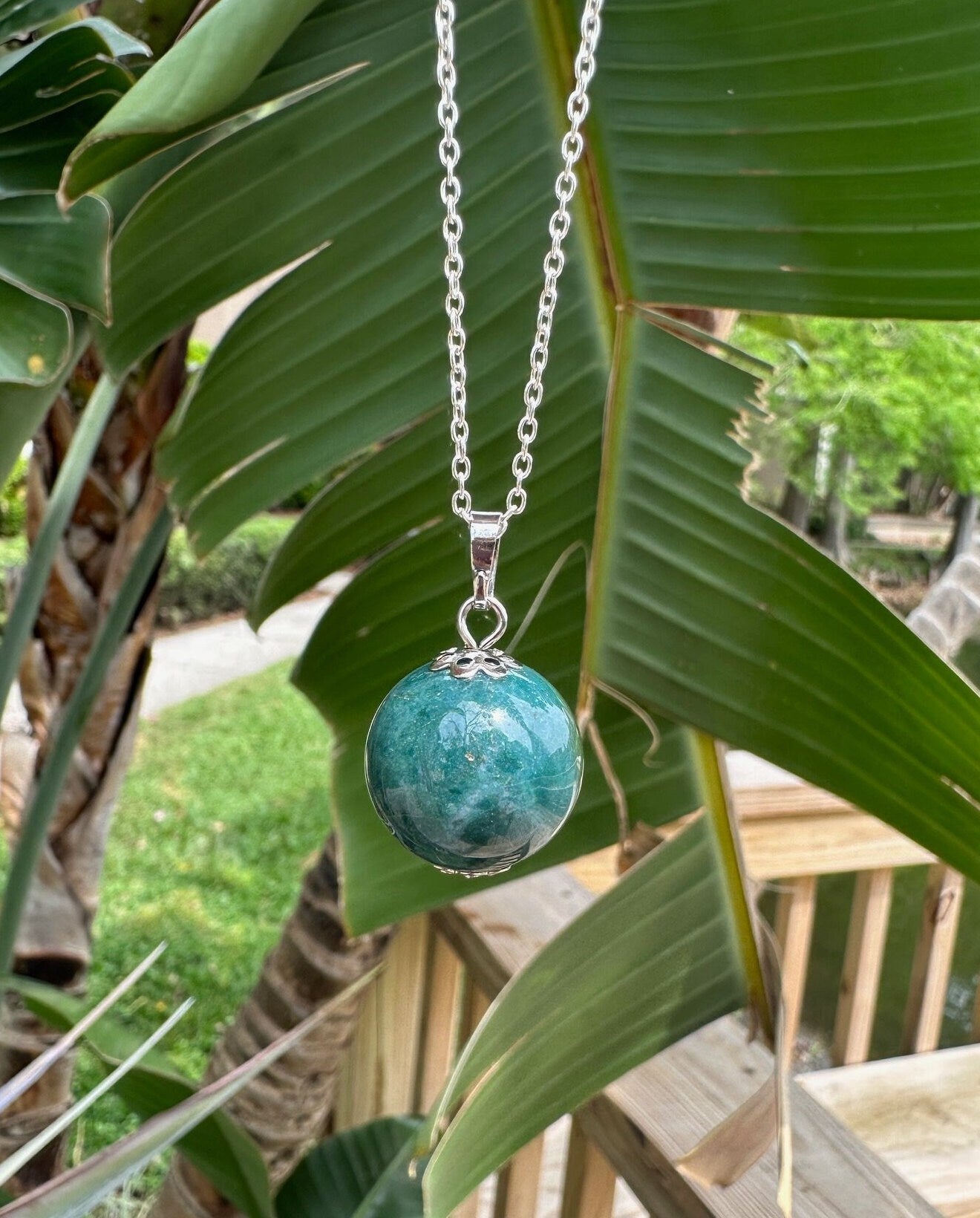 Indian Agate Ball Pendant Necklace