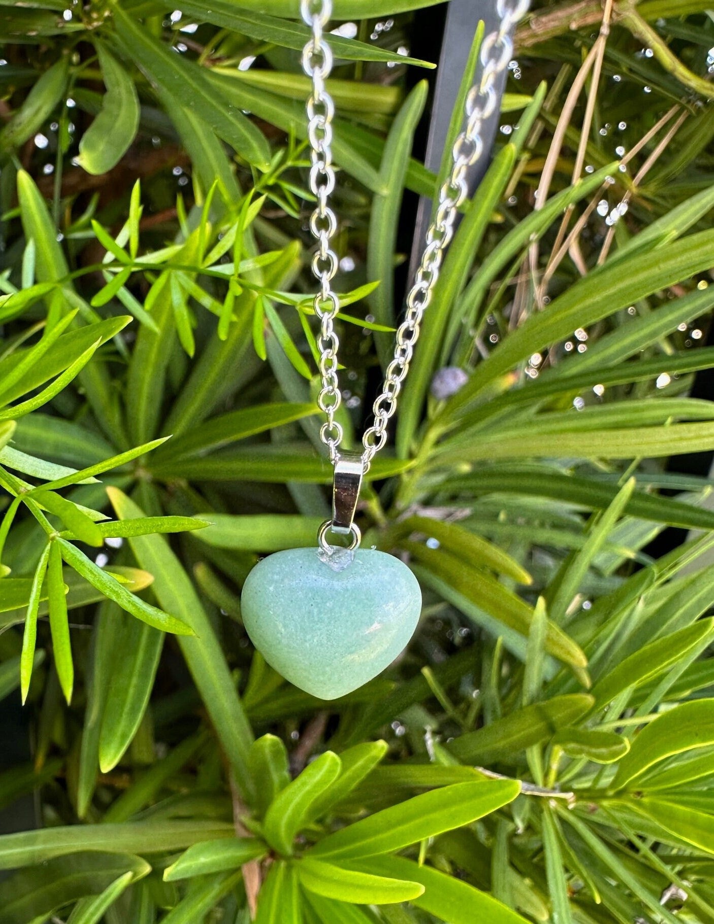 Green Aventurine Heart Pendant Necklace