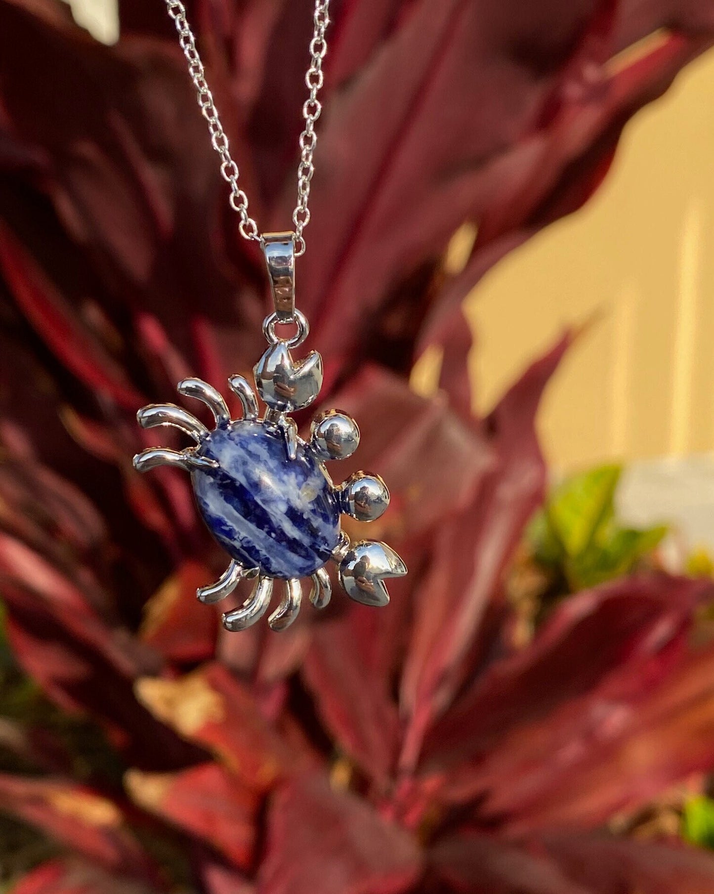 Sodalite Crab Pendant Necklace