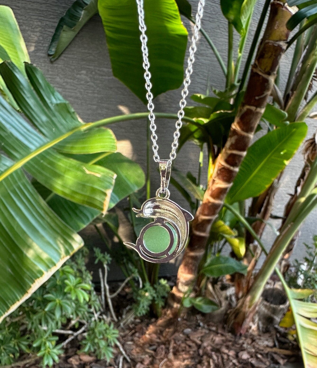 Green Aventurine Dolphin Pendant Necklace