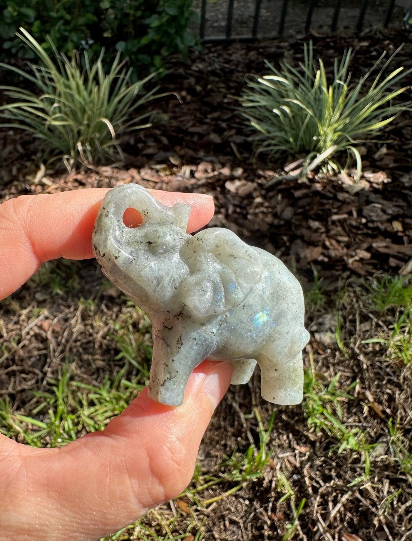 Rainbow Labradorite Elephant Figurine