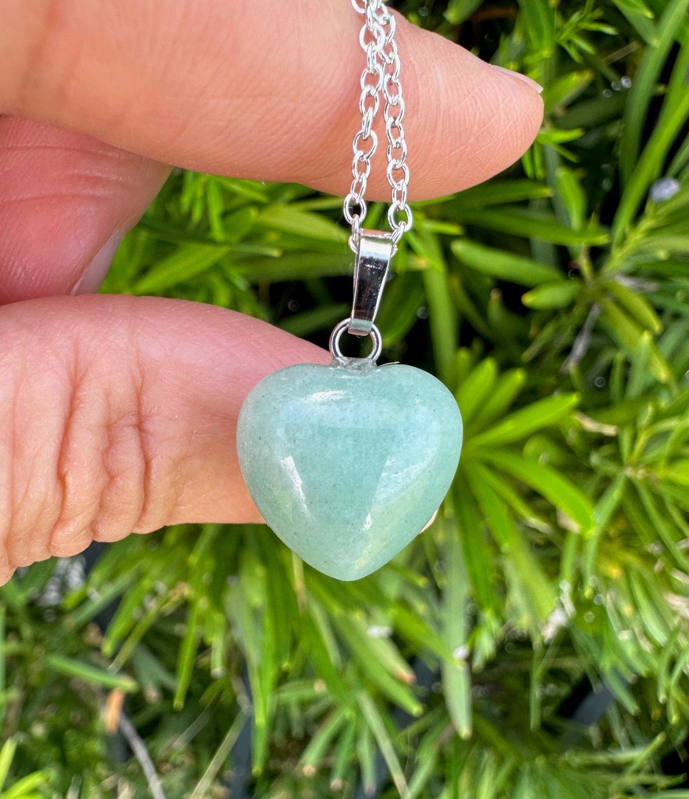 Green Aventurine Heart Pendant Necklace