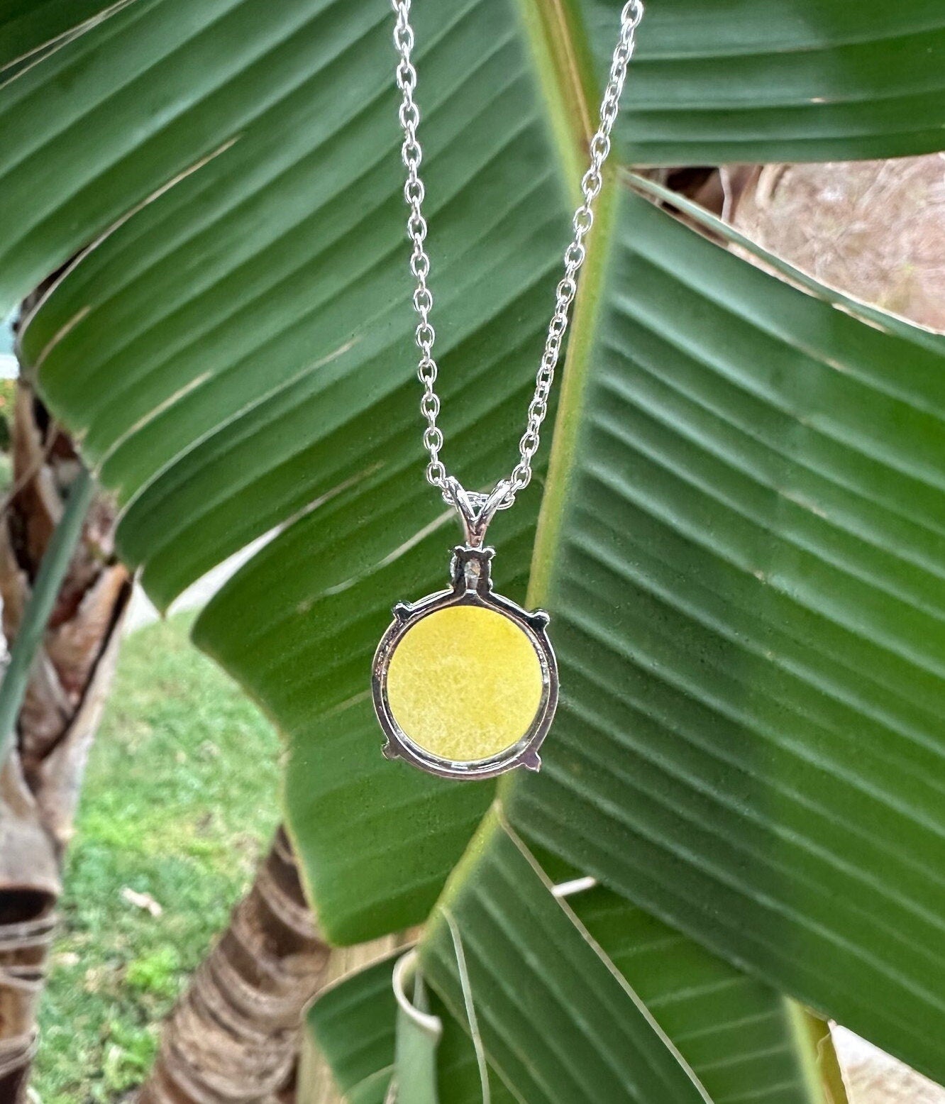 Yellow Jade Prism Pendant Necklace