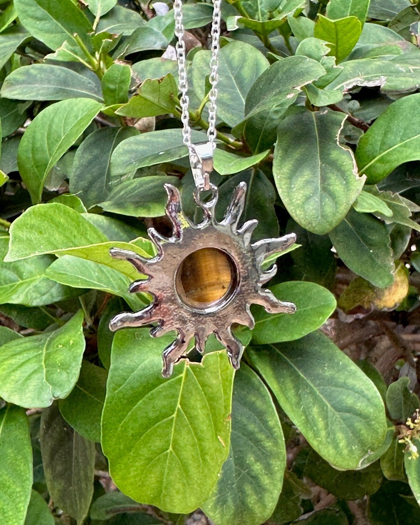 Tiger Eye Sun Pendant Necklace