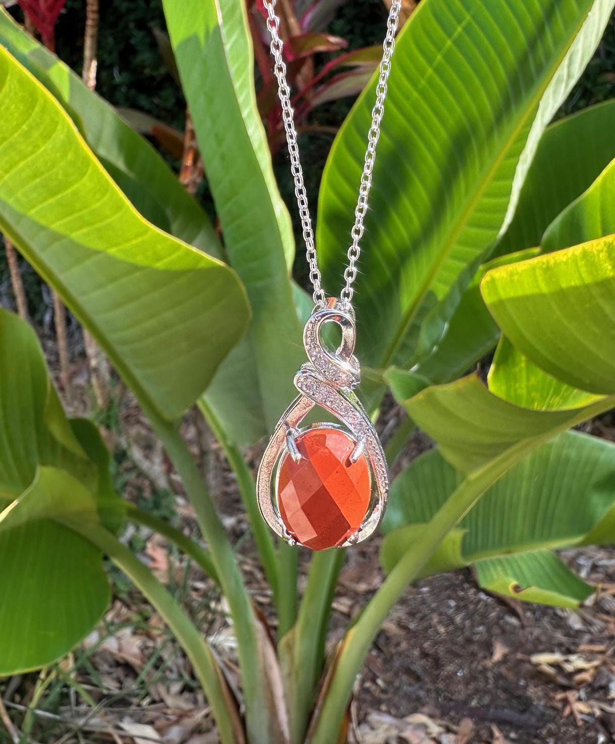 Red Jasper Swirl Pendant Necklace