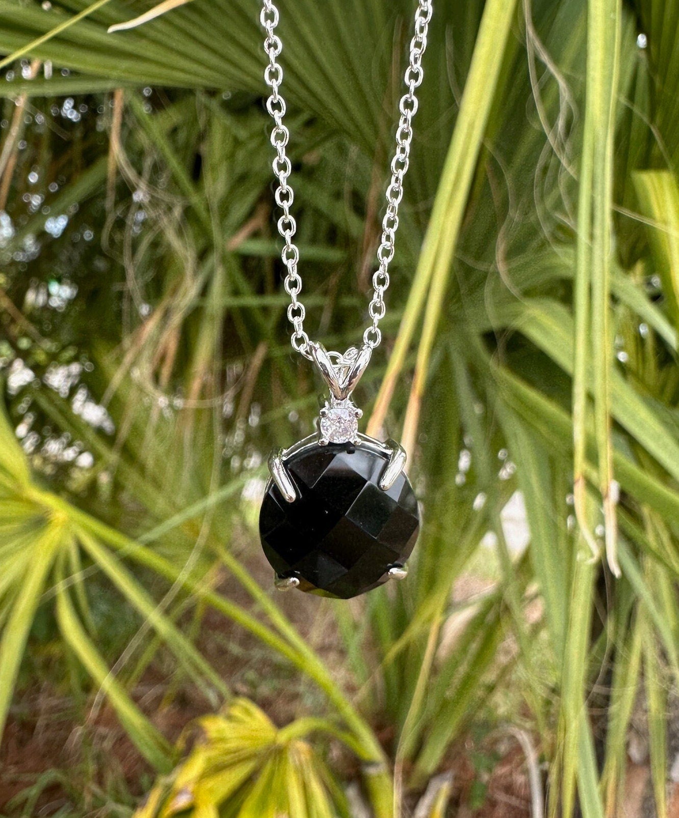 Obsidian Prism Pendant Necklace