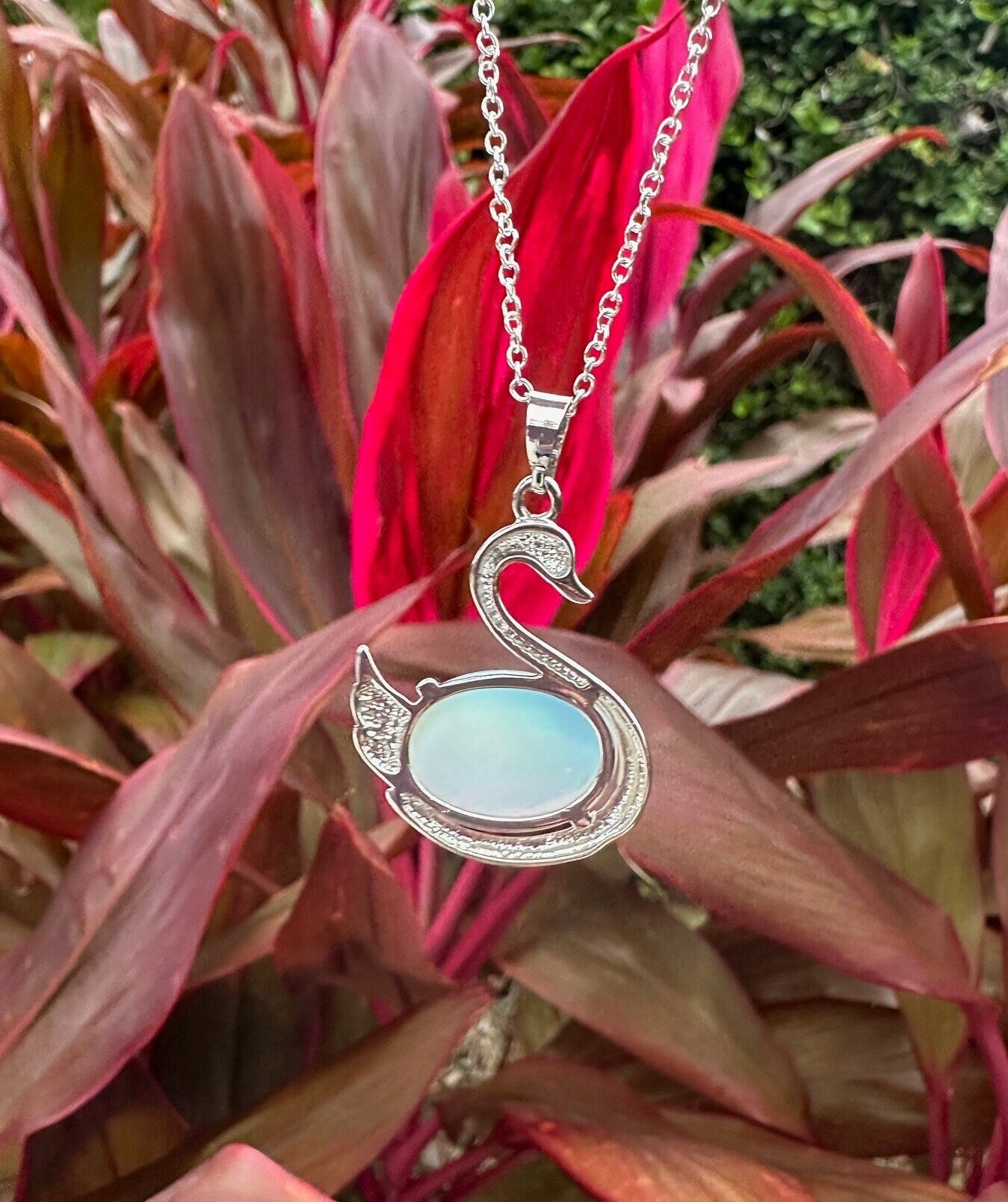 Opalite Swan Pendant Necklace