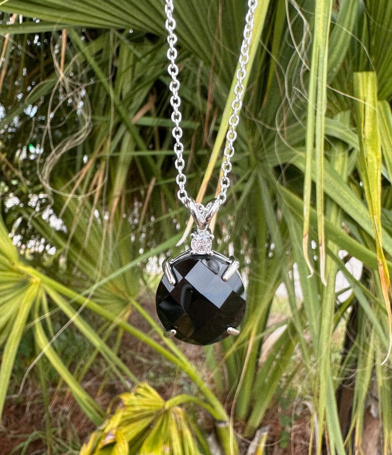Obsidian Prism Pendant Necklace