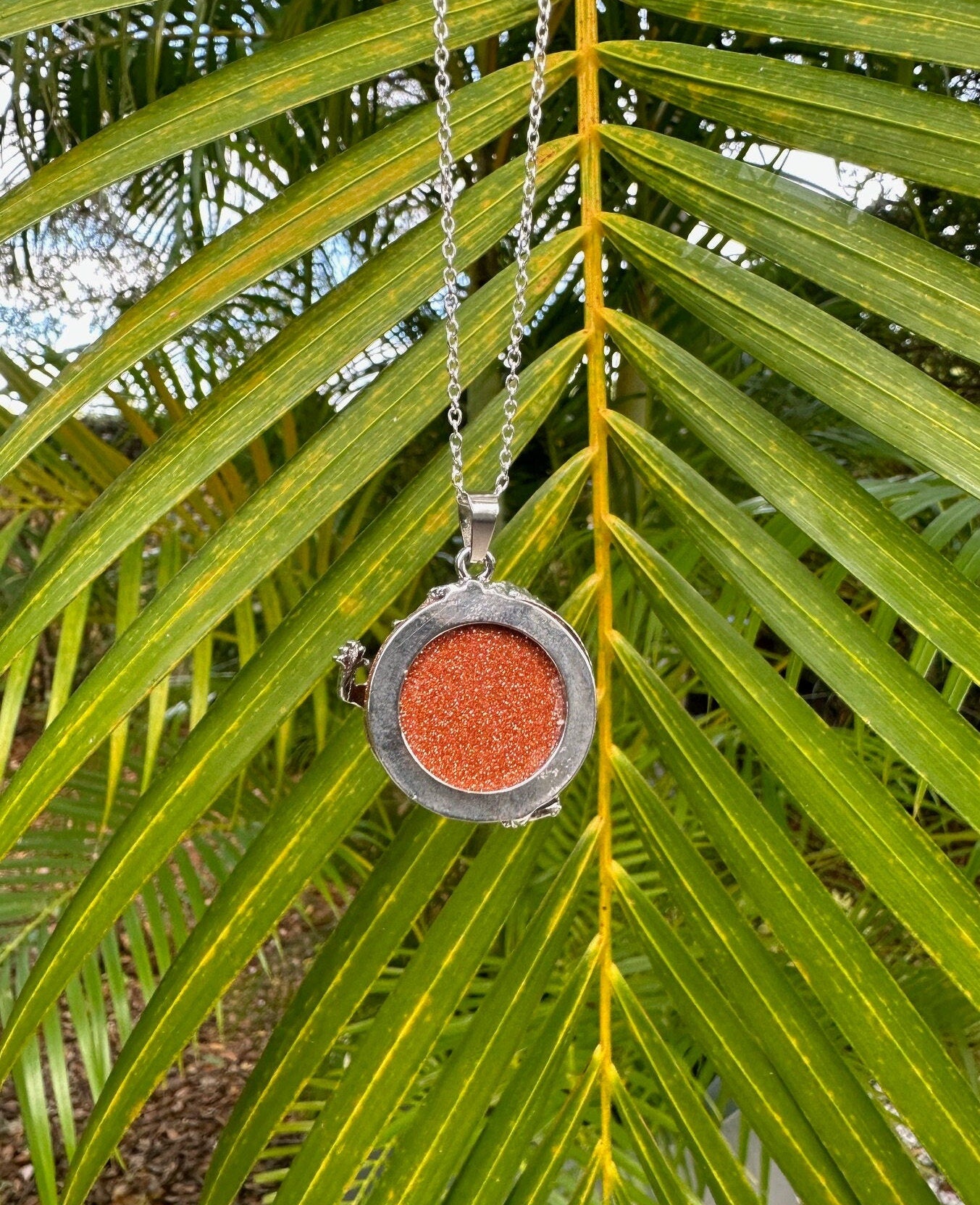 Goldstone Dragon Flat Pendant Necklace