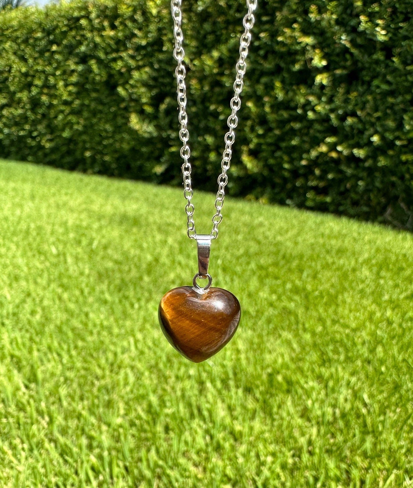 Tiger Eye Heart Pendant Necklace