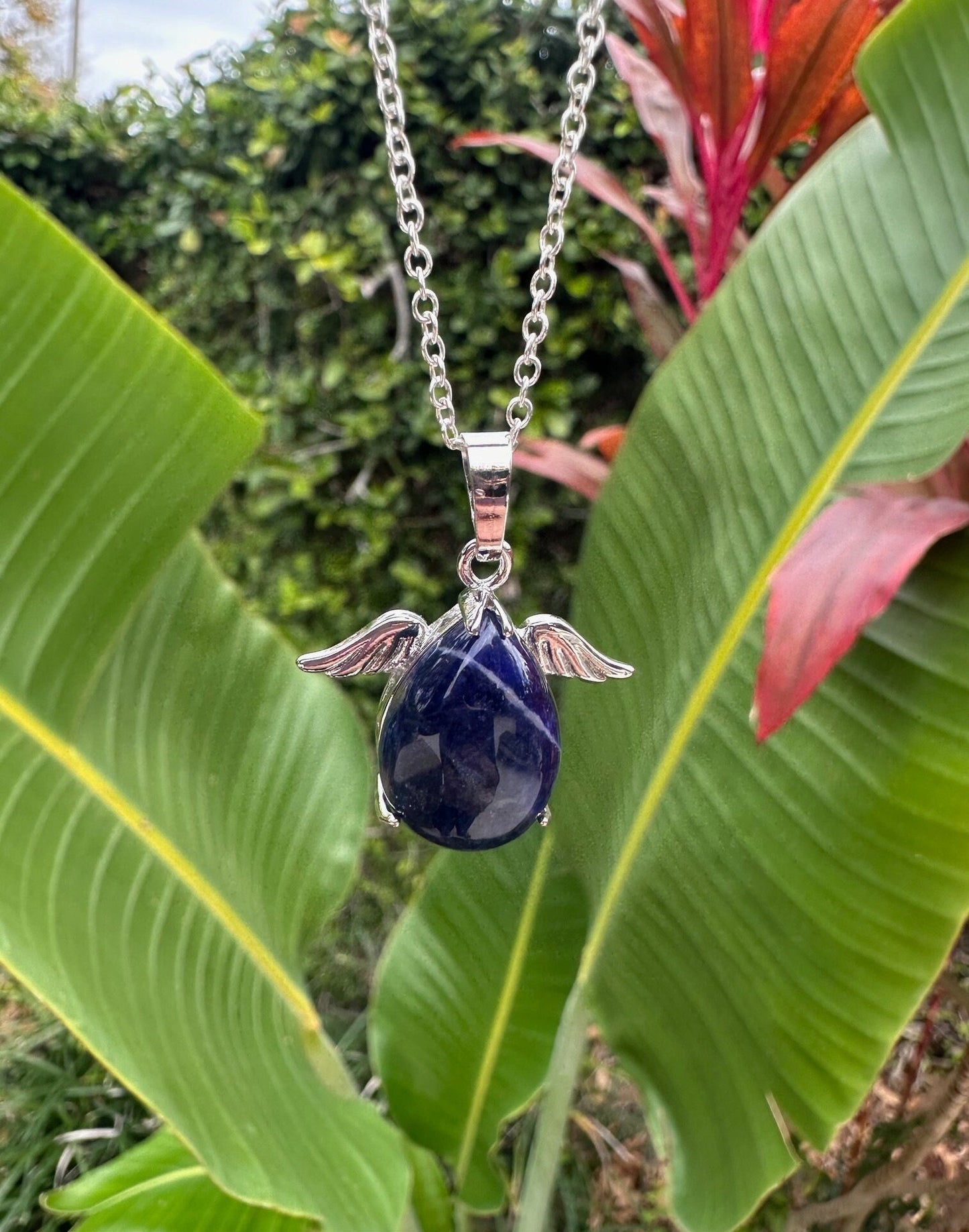 Sodalite Angelic Egg Pendant Necklace