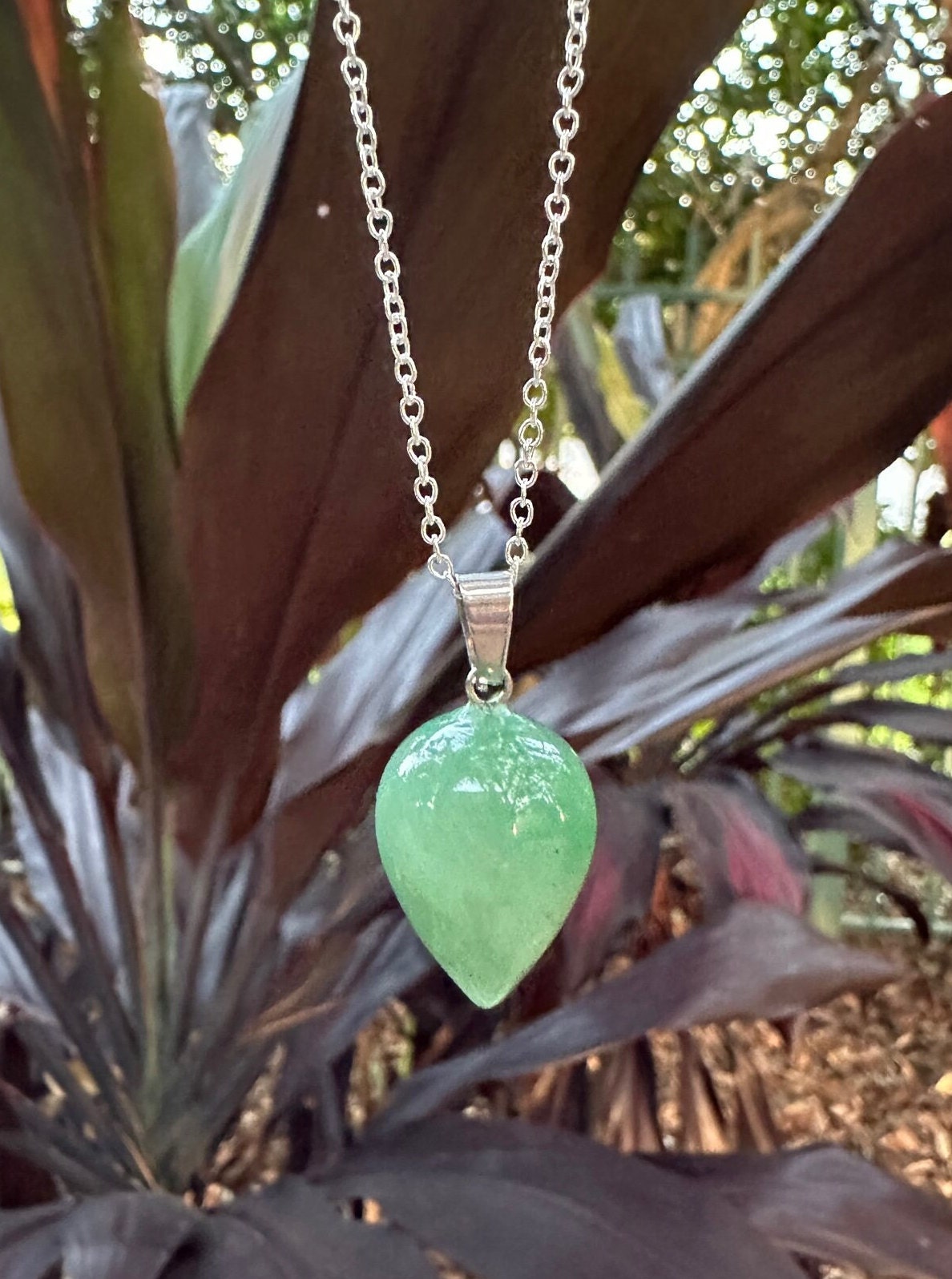 Green Aventurine Acorn Pendant Necklace