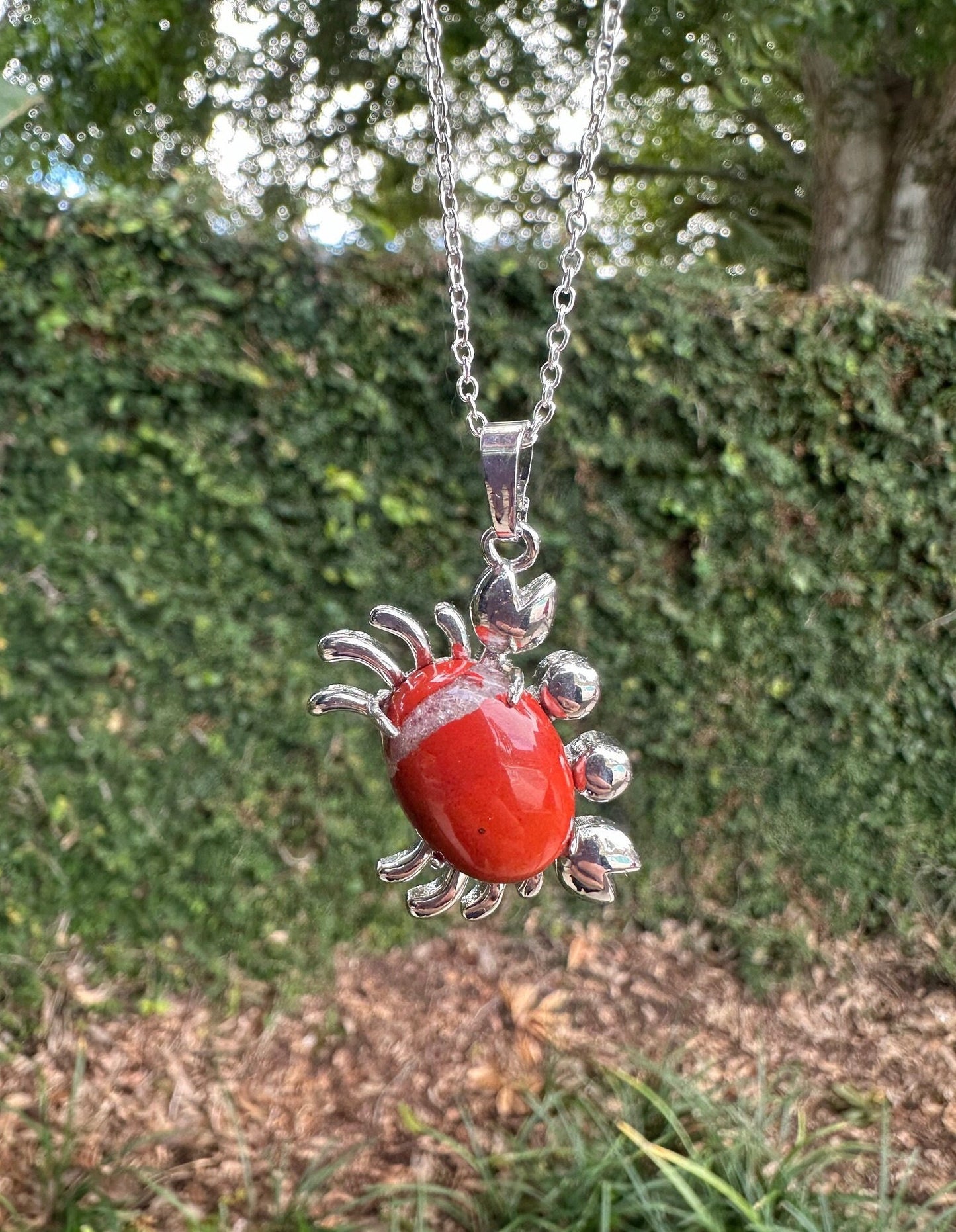 Red Jasper Crab Pendant Necklace