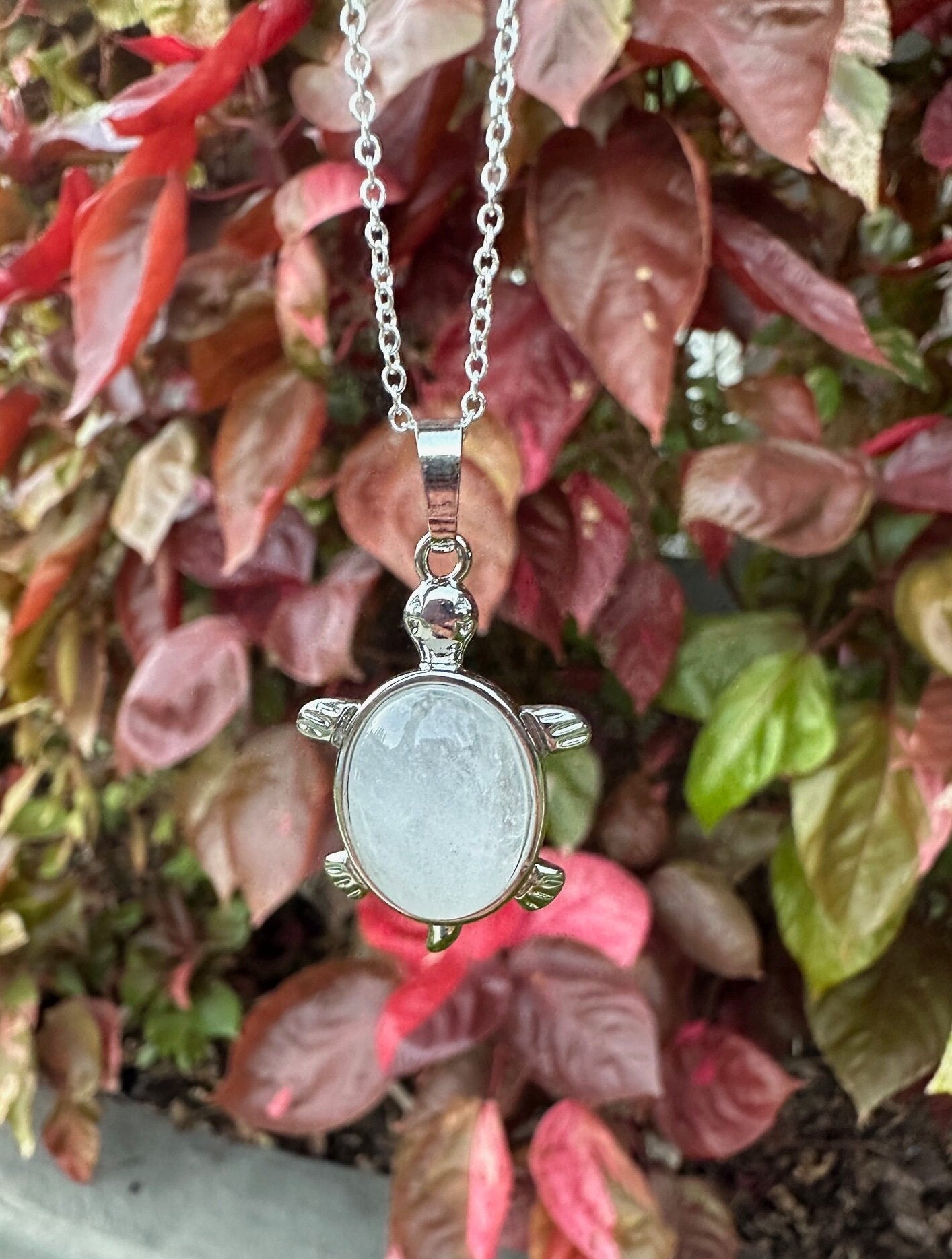 Clear Quartz Turtle Pendant Necklace
