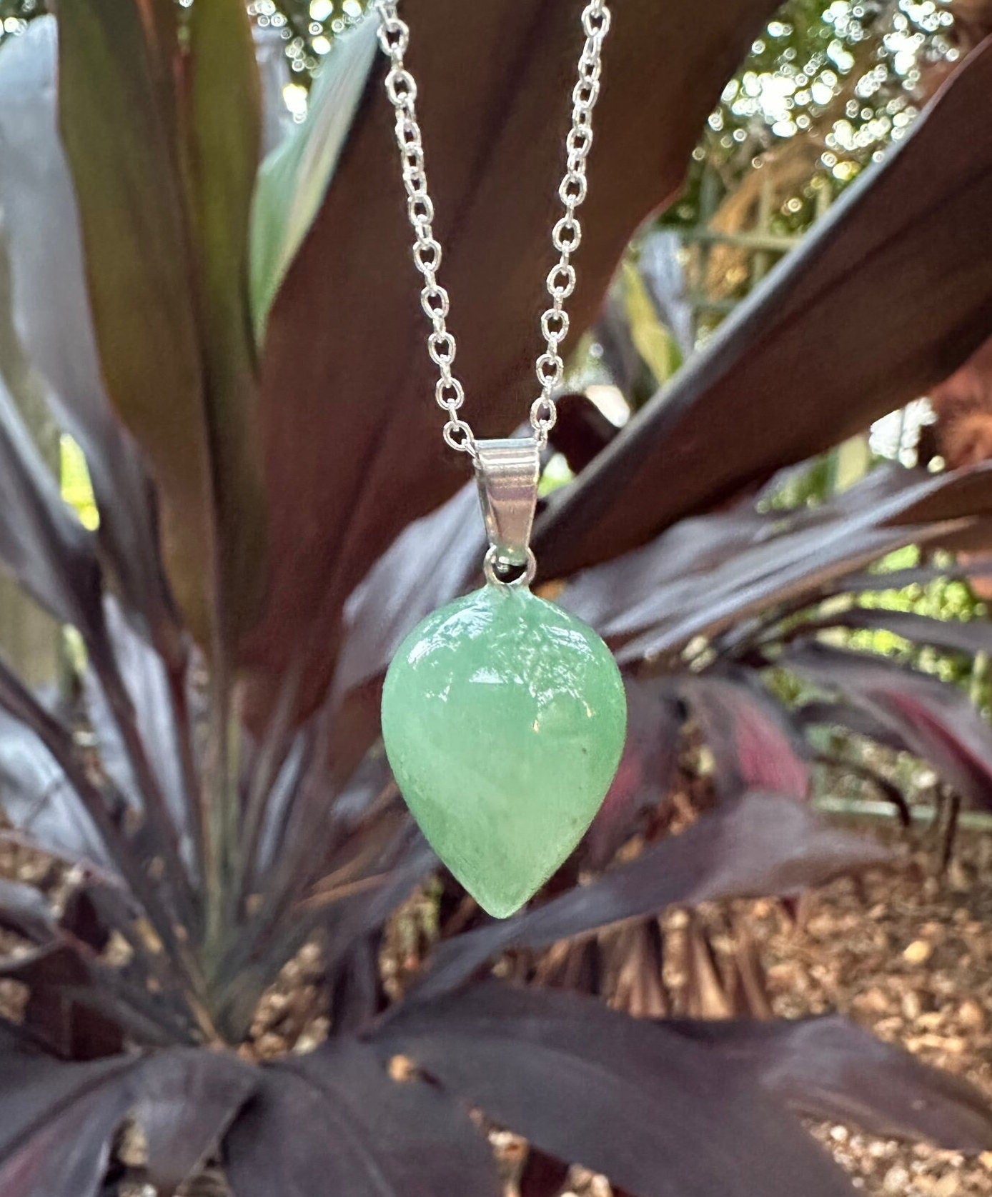 Green Aventurine Acorn Pendant Necklace