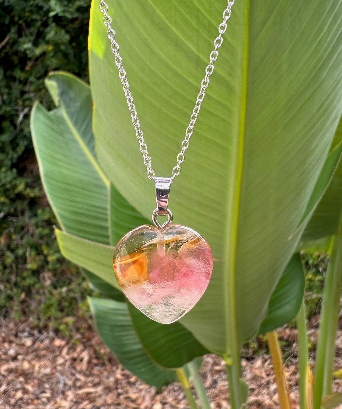 Cherry Quartz Heart Pendant Necklace