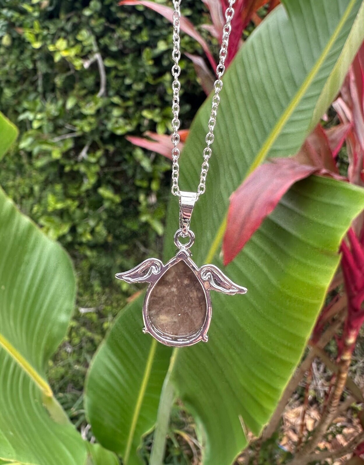 Rhodonite Angelic Egg Pendant Necklace