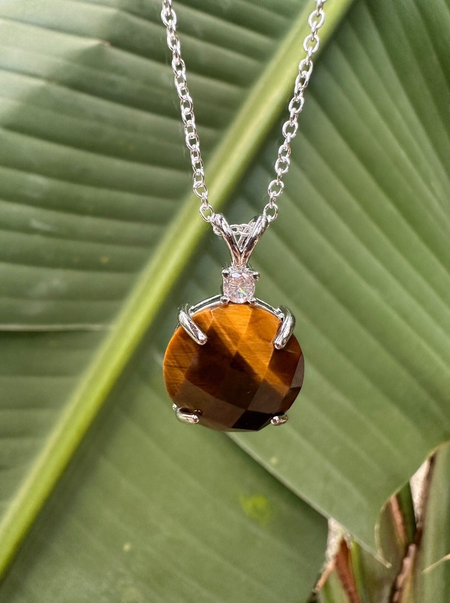 Tiger Eye Prism Pendant Necklace