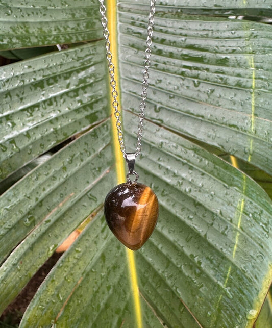 Tiger Eye Acorn Pendant Necklace