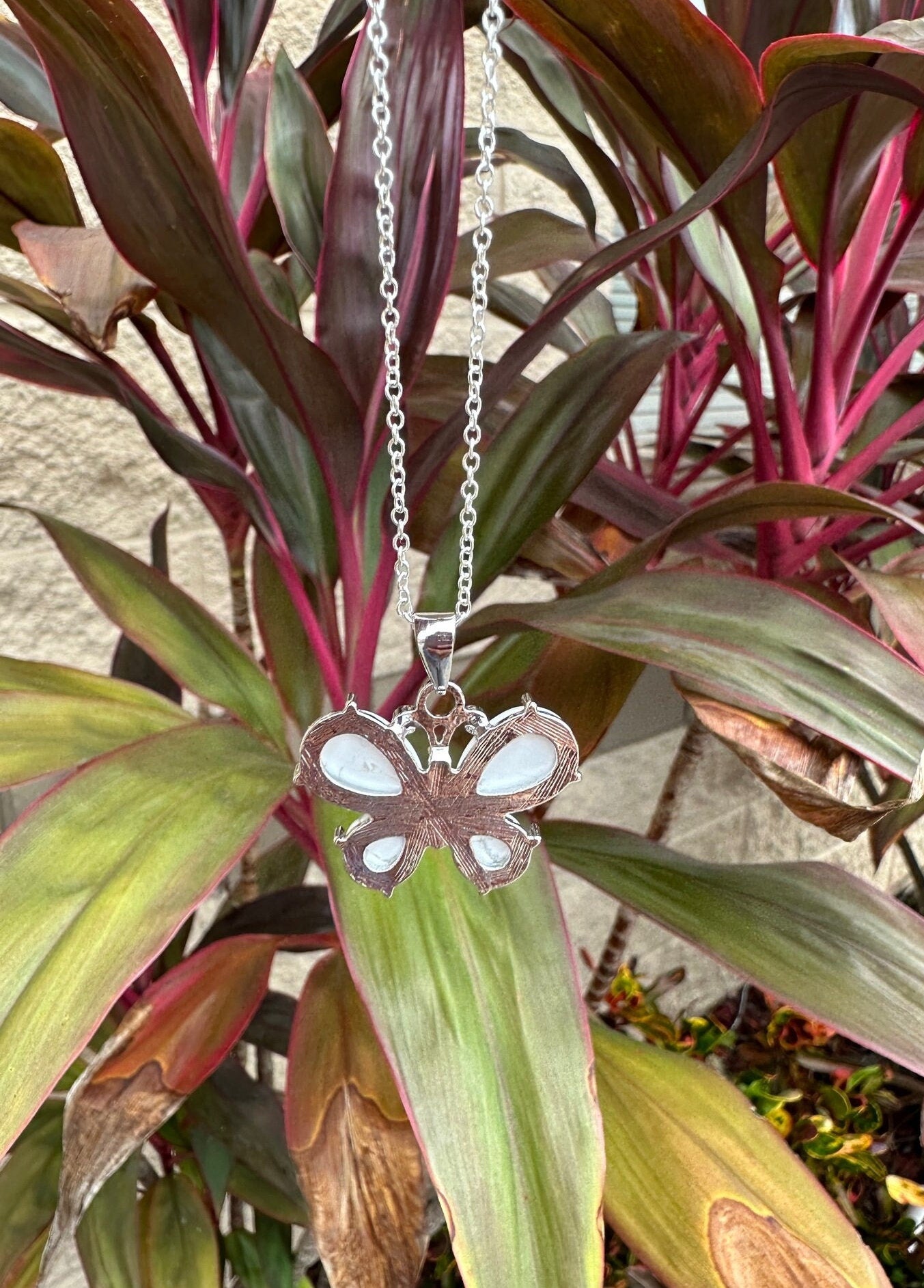 Howlite Butterfly Pendant Necklace