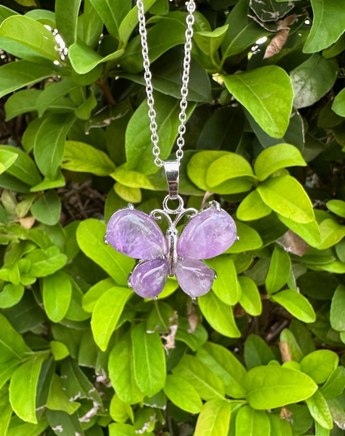 Amethyst Butterfly Pendant Necklace