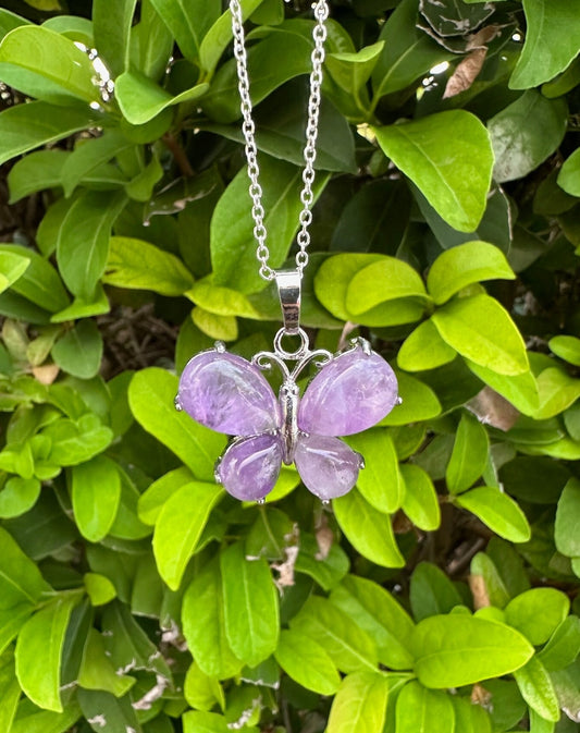 Amethyst Butterfly Pendant Necklace