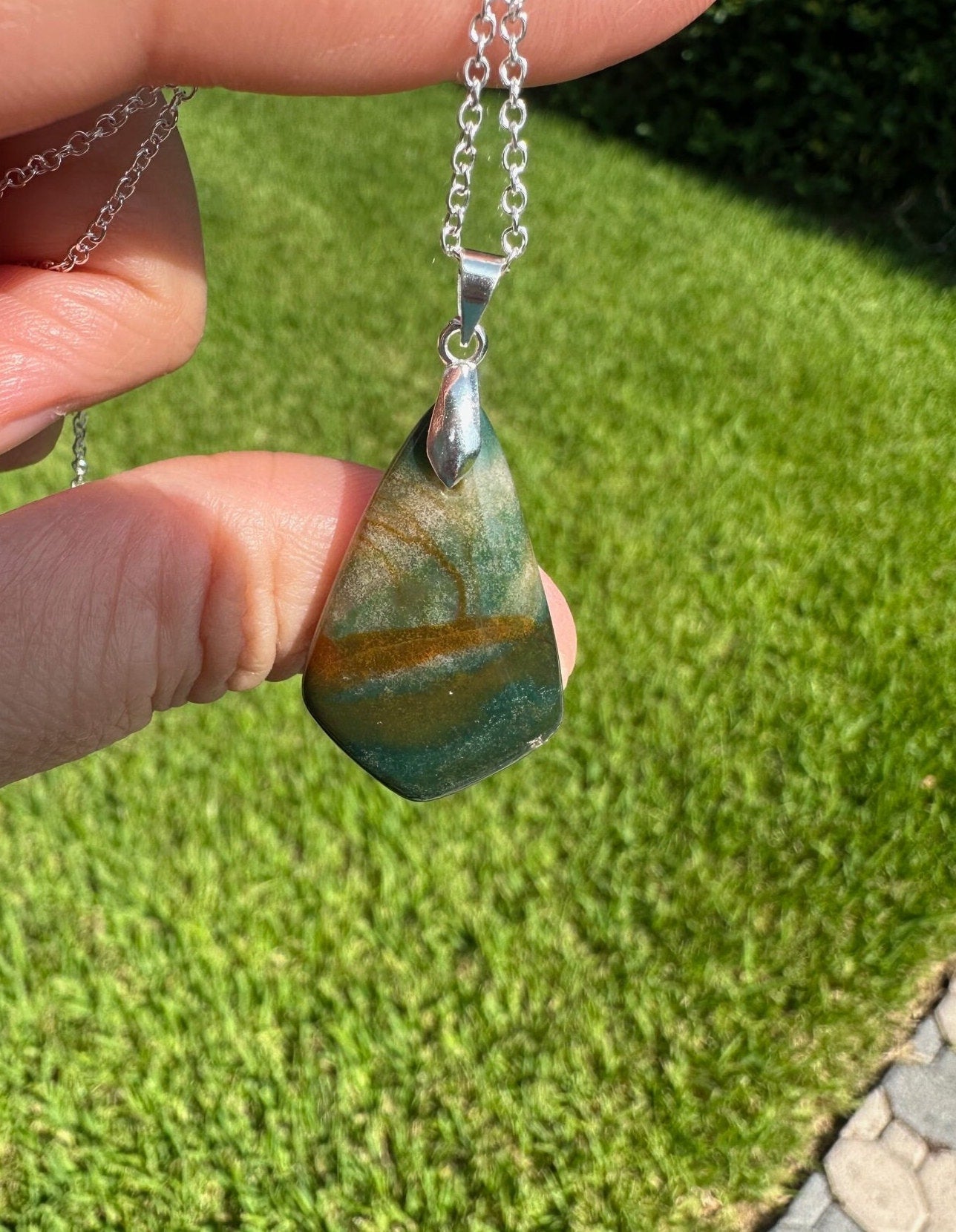 Indian Bloodstone Shield Pendant Necklace