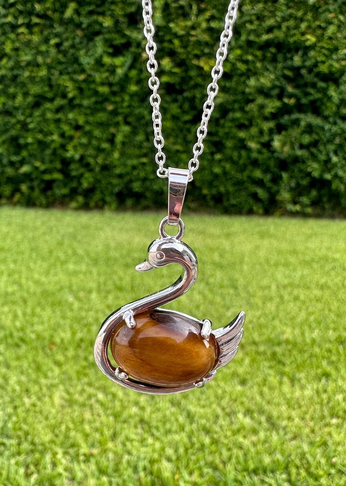 Tiger Eye Swan Necklace