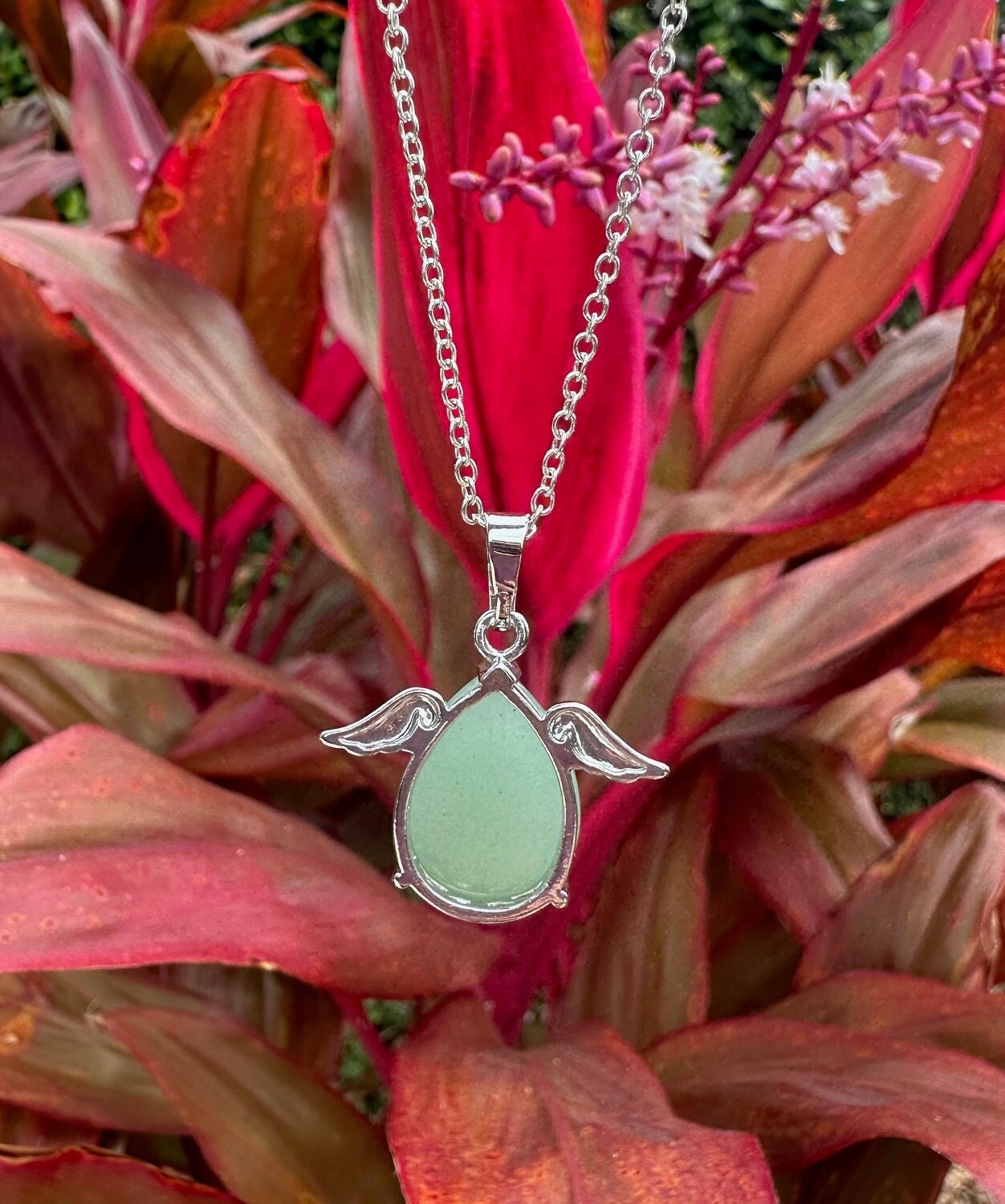 Green Aventurine Angelic Egg Pendant Necklace