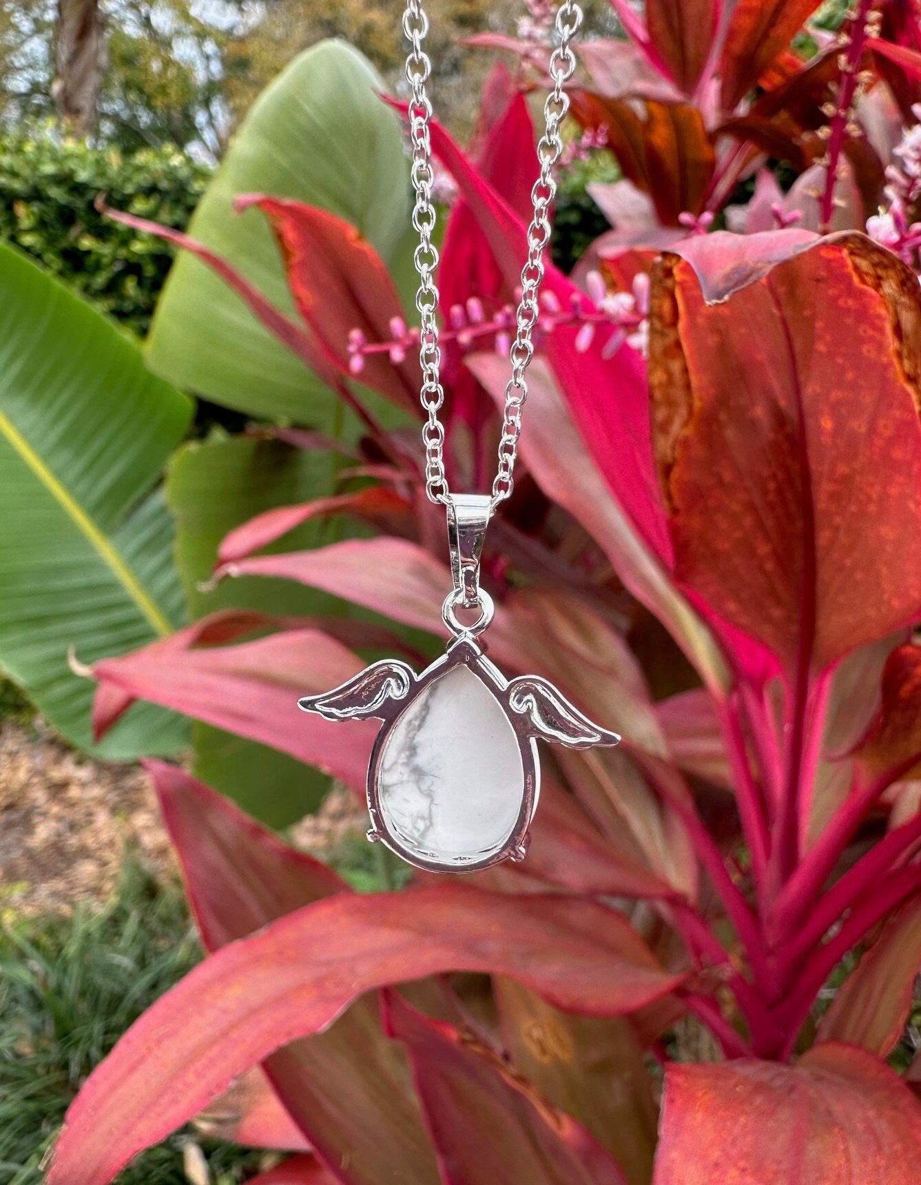 Howlite Angelic Egg Pendant Necklace