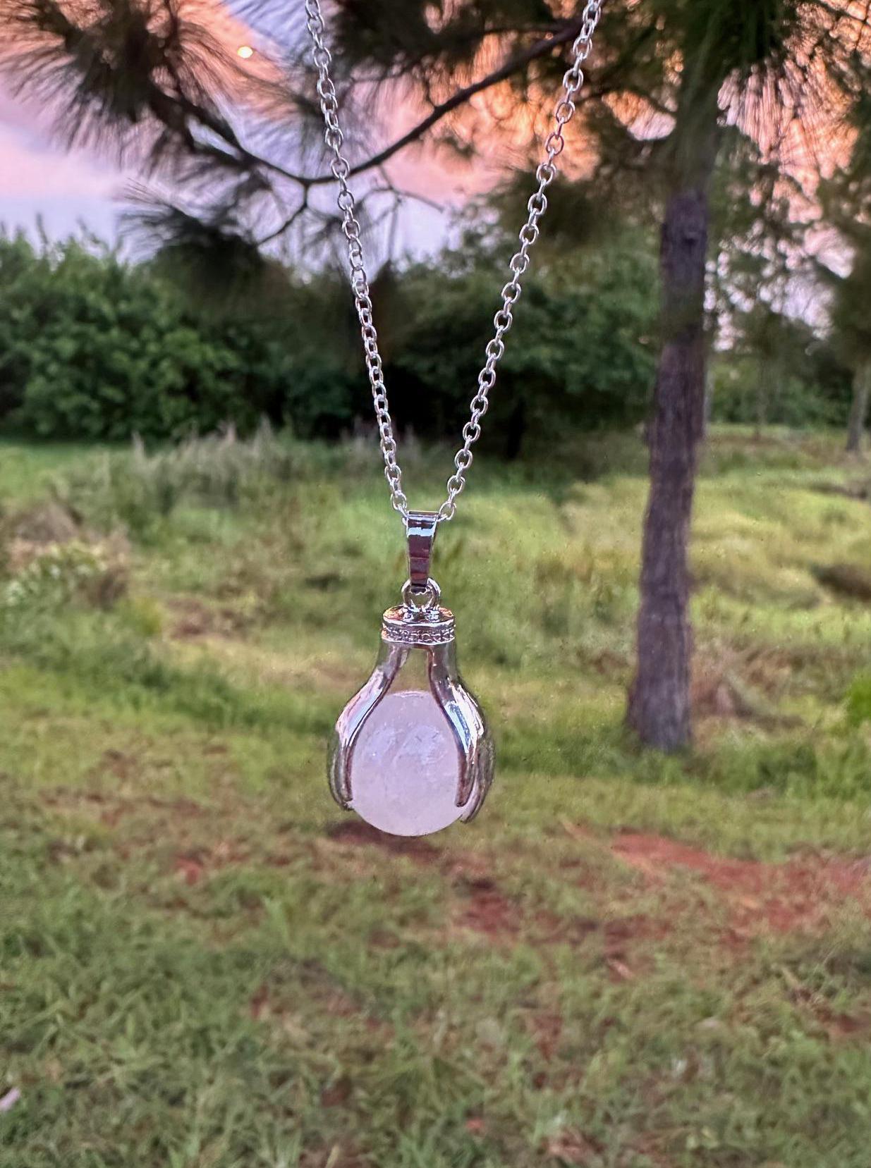 Rose Quartz Hands Necklace