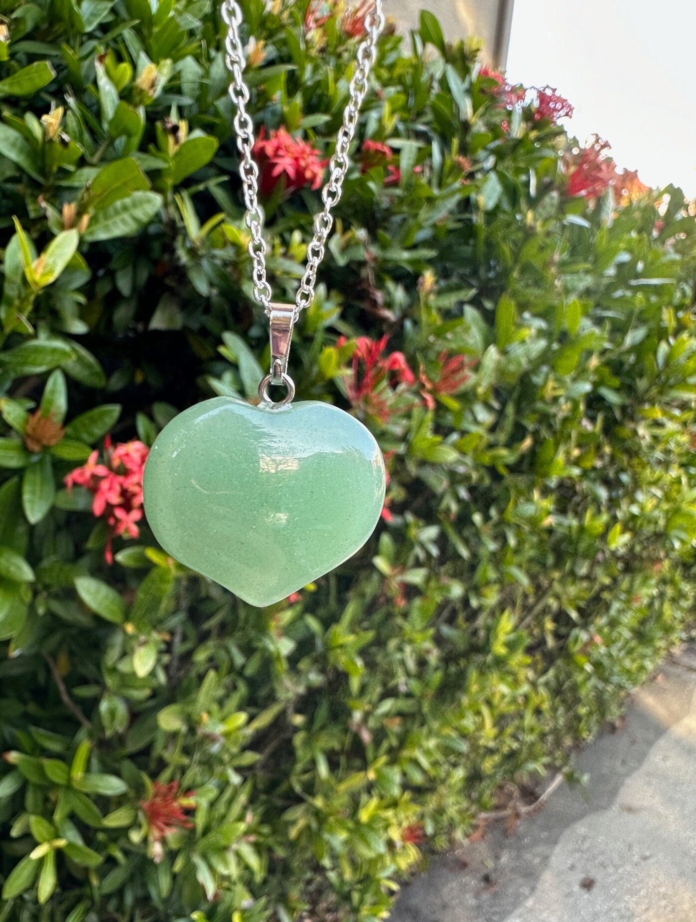 Green Aventurine Heart Pendant Necklace