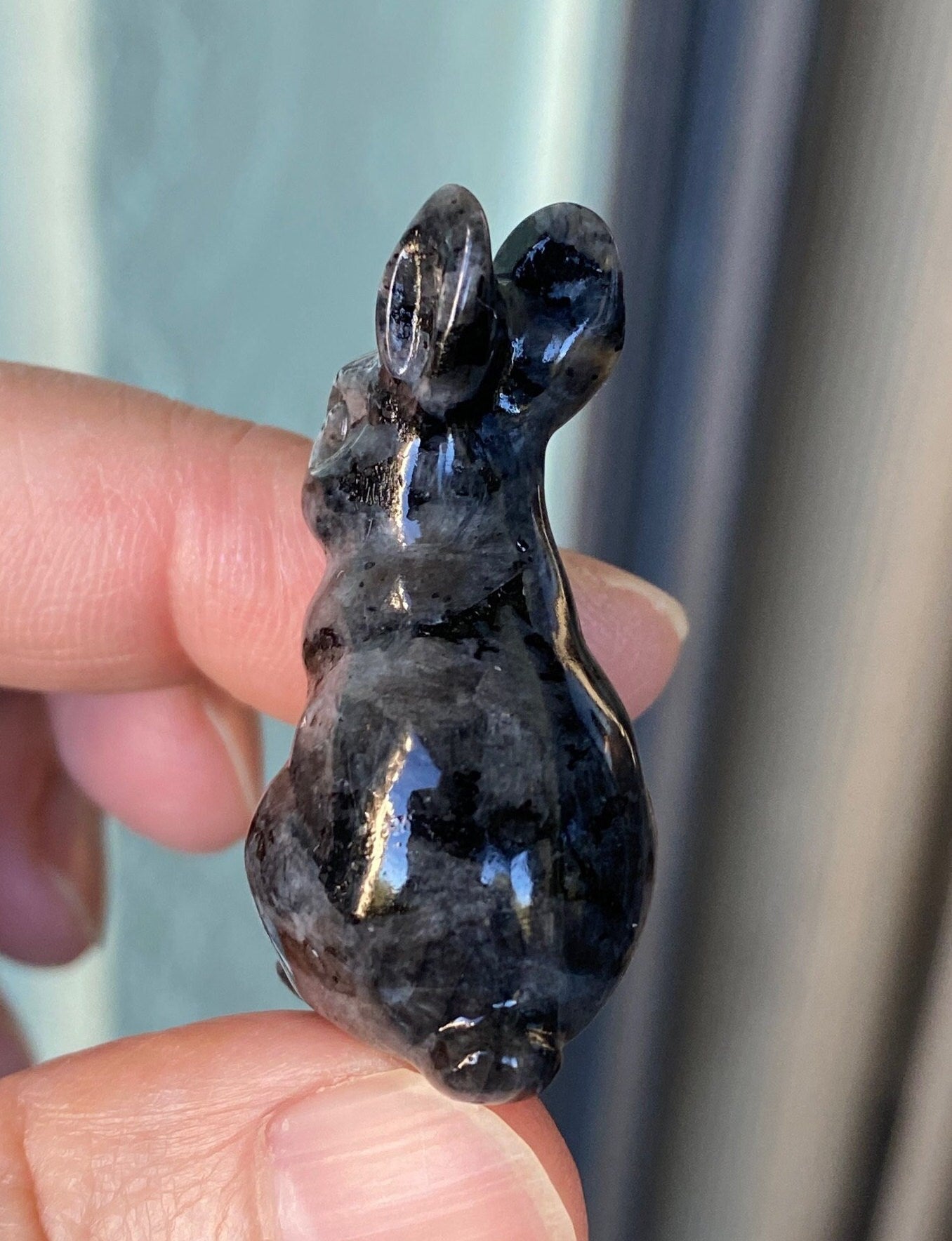 Black Labradorite Rabbit Figurine